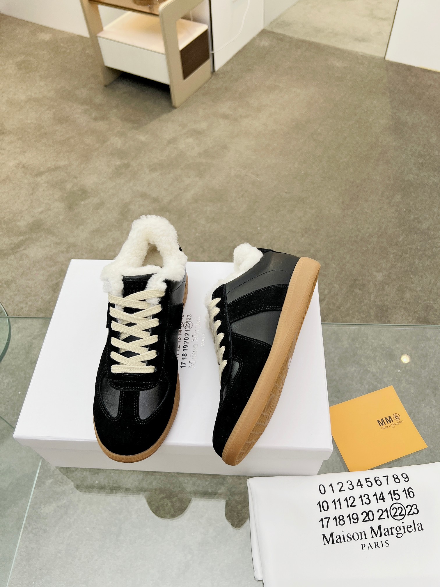 MM6 Shearling GAT Trainers Black