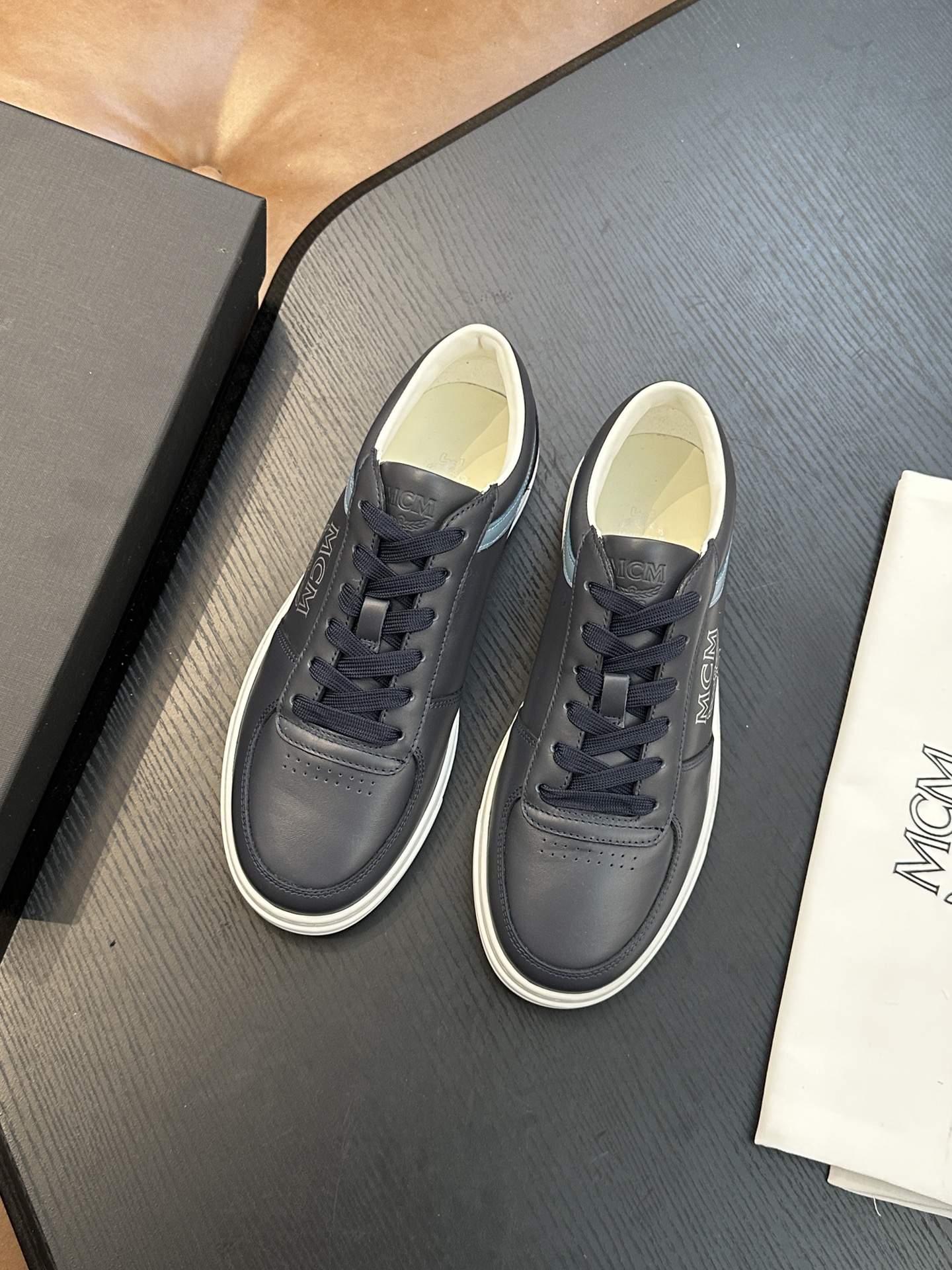MCM Skystream Cubic Monogram Sneakers Navy