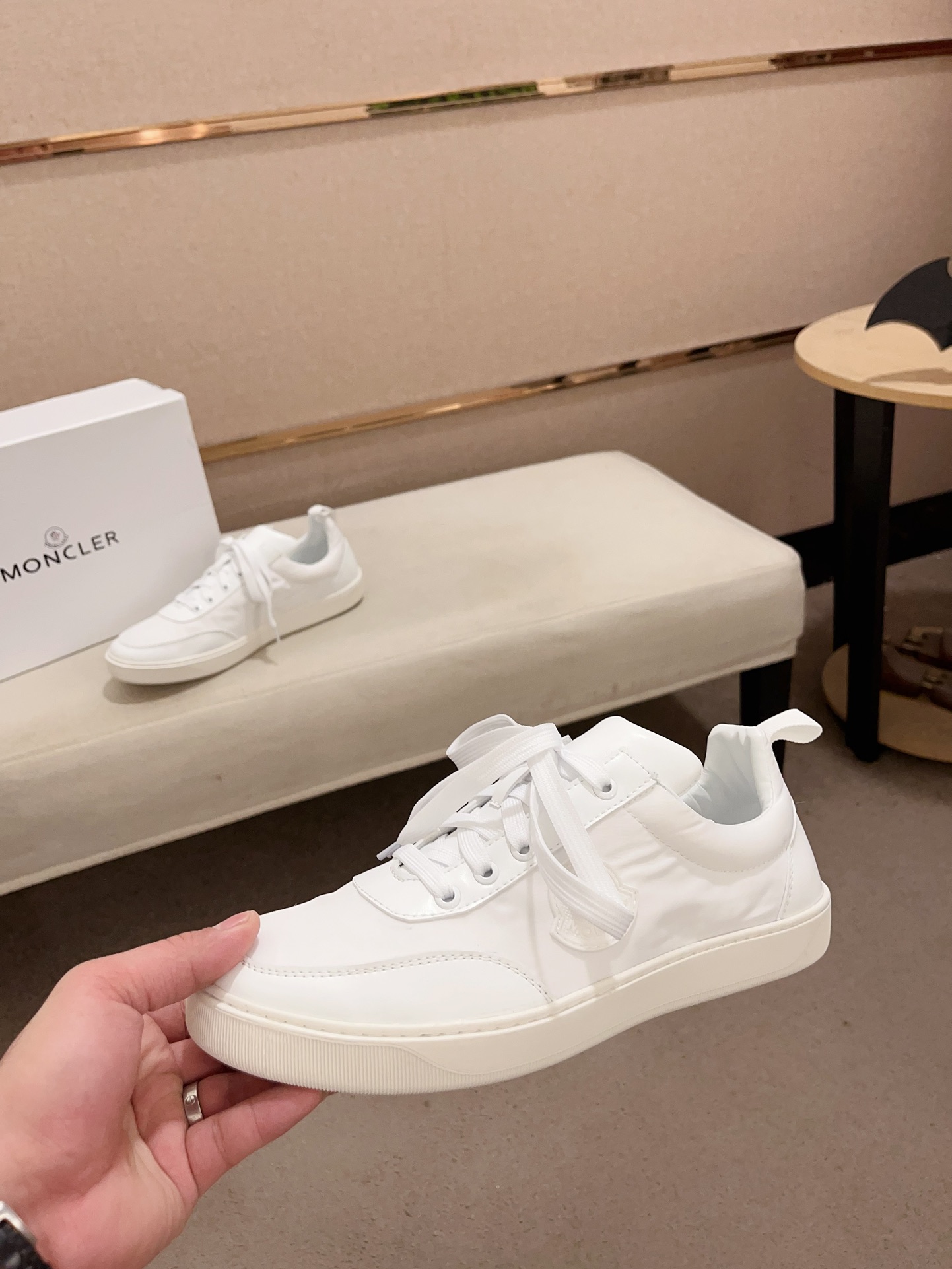 Moncler Lunarove Lace-Up Sneakers White