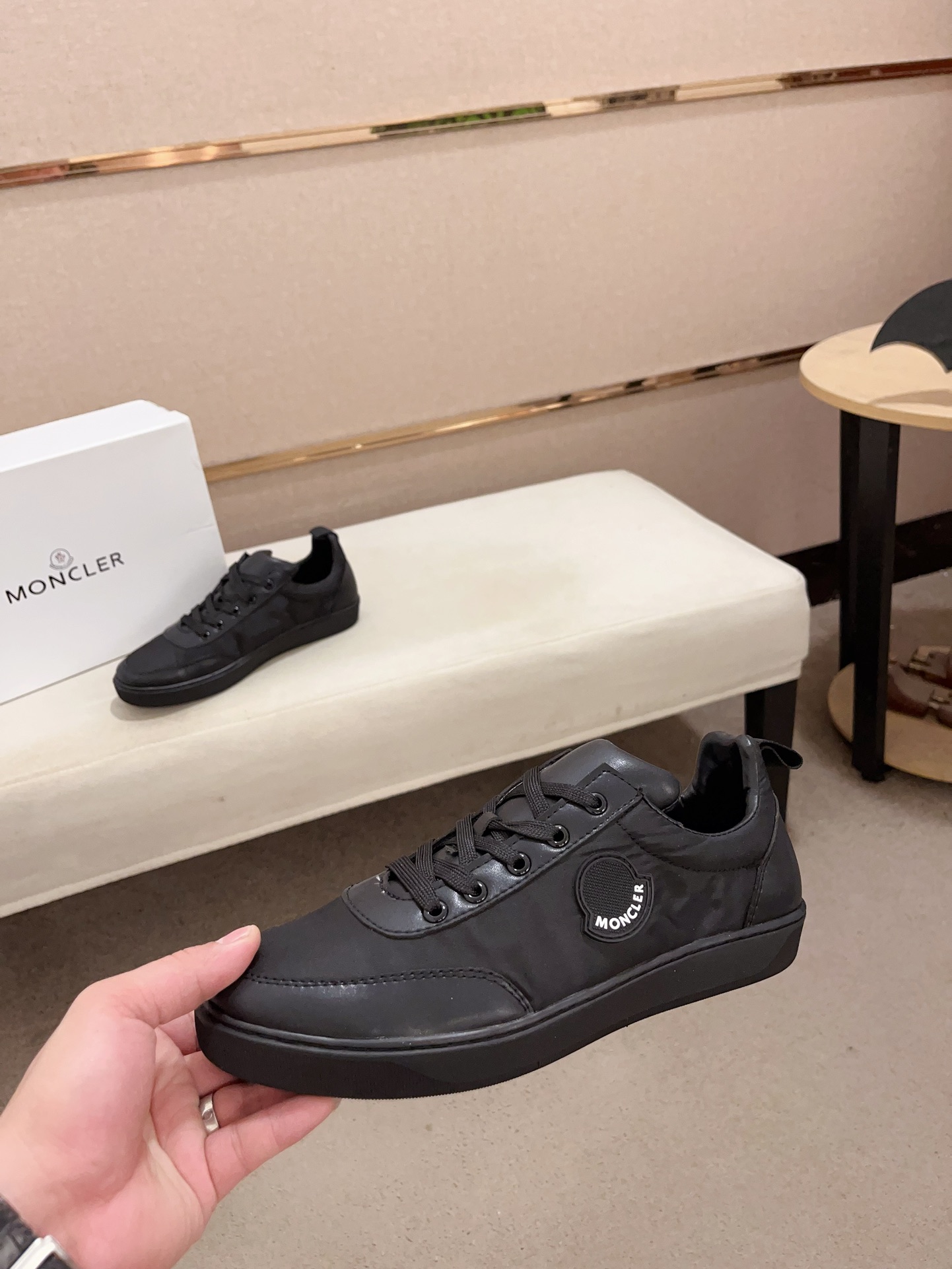Moncler Lunarove Lace-Up Sneakers Black