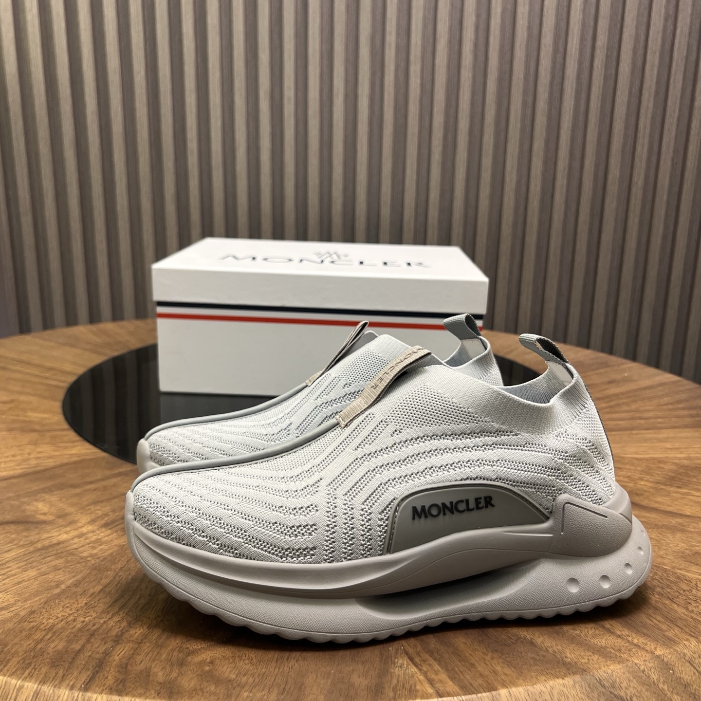 Moncler Knit Slip-On Sneakers White