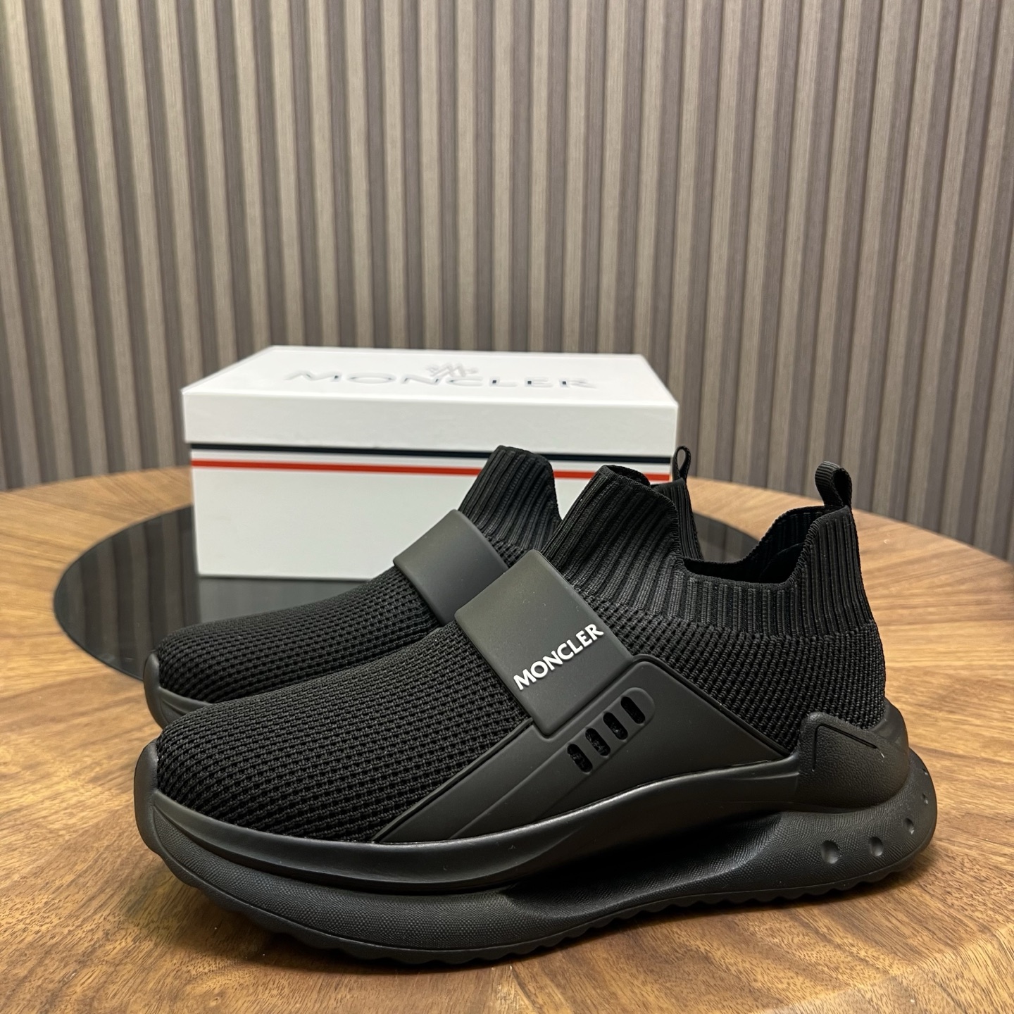 Moncler Knit Slip-On Sneakers Black