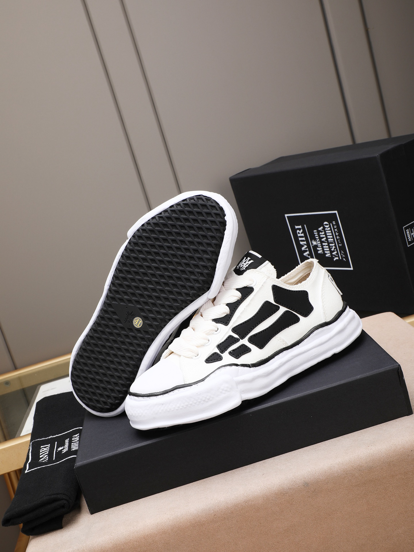 AMIRI x Maison Mihara Bones Sneakers White/Black
