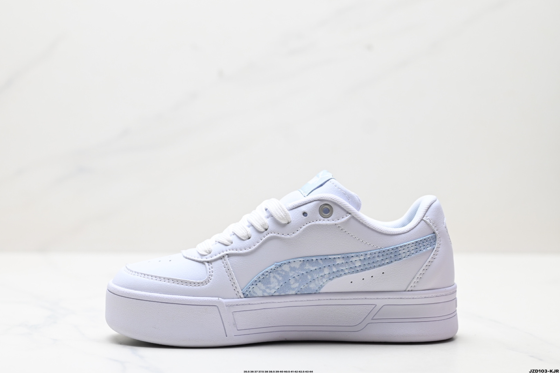 Puma Skye Leather Platform Sneaker White/Light Blue
