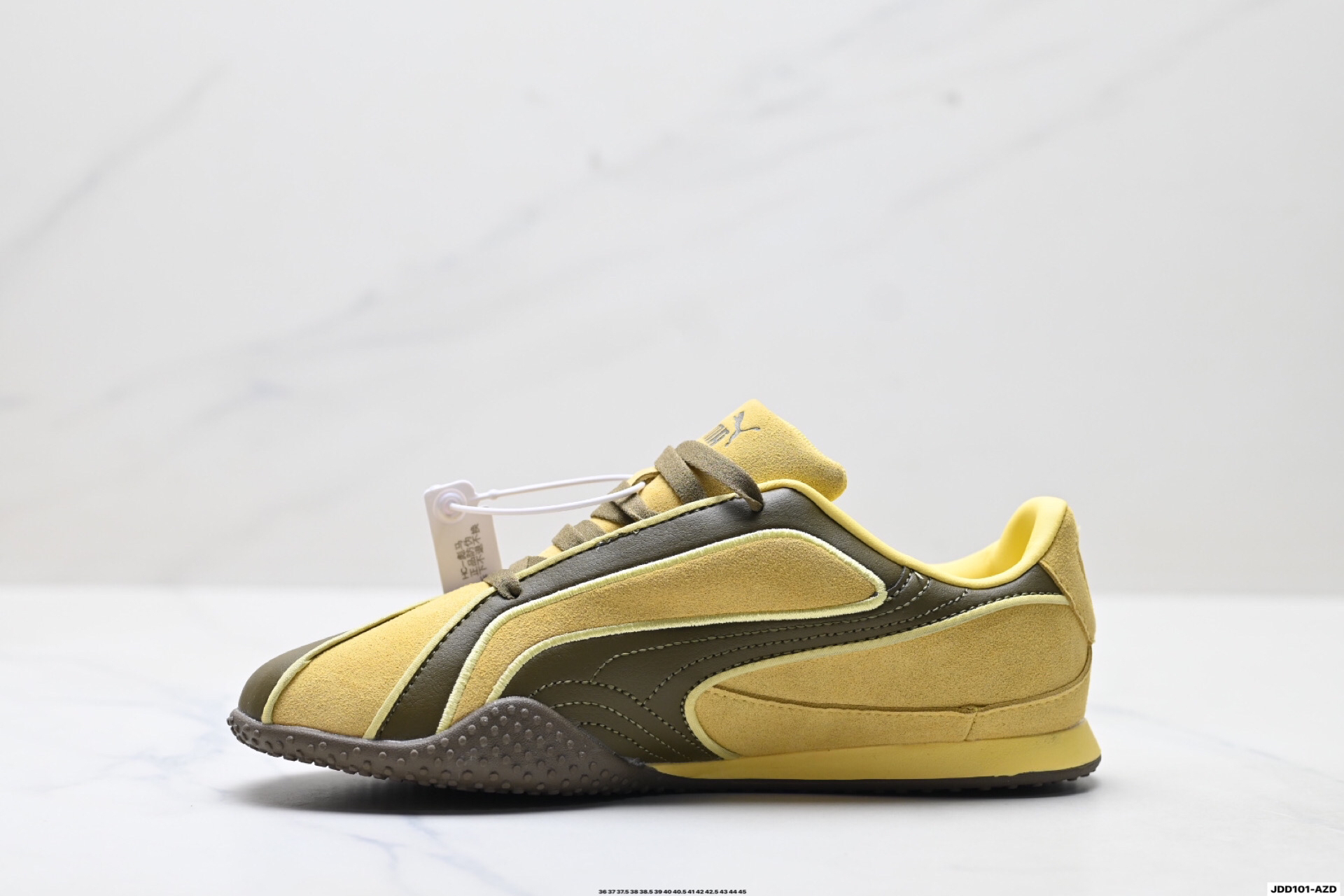 PUMA Bella V2 Leather Low-Top Trainer Yellow/Olive