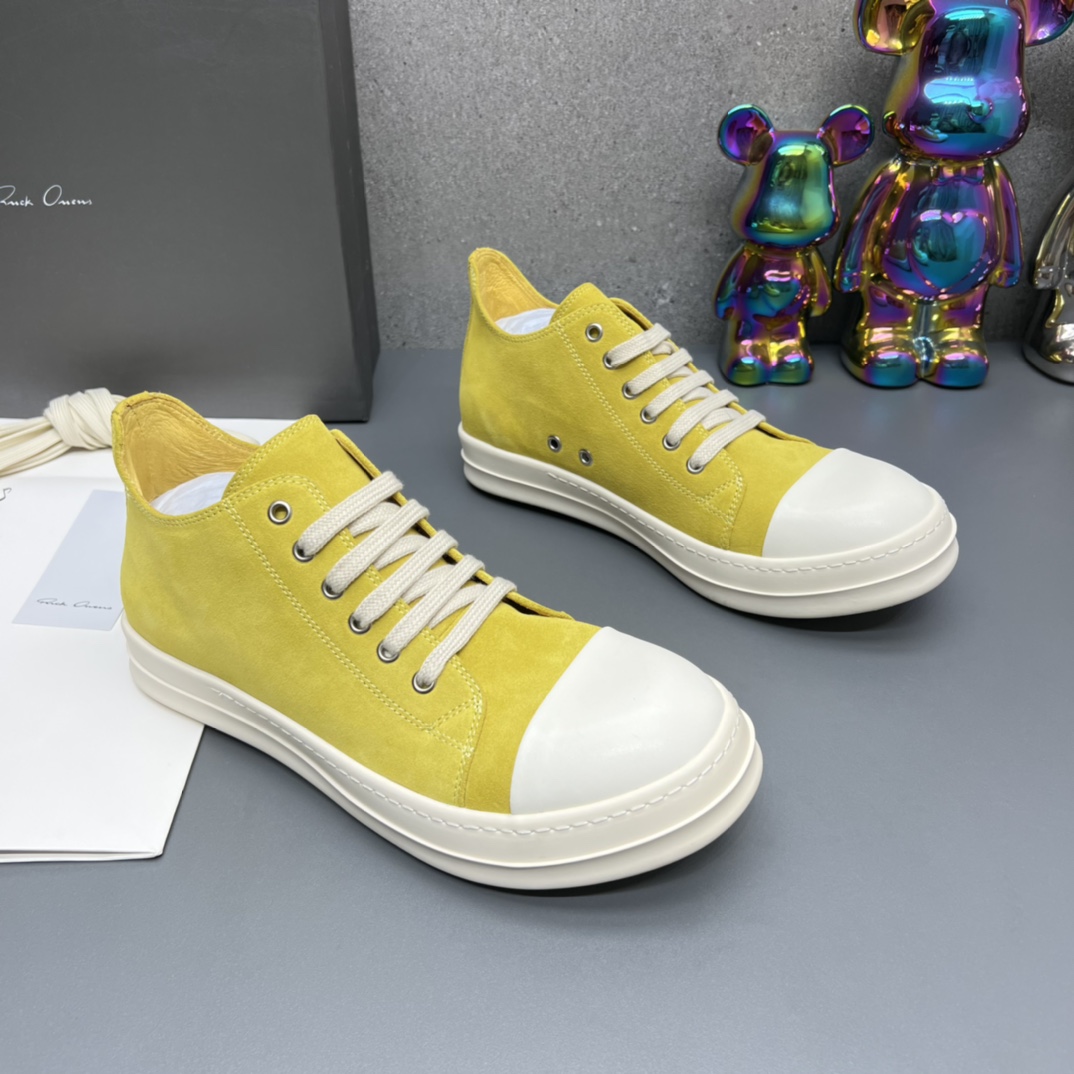 Rick Owens Suede Low-Top Sneakers Yellow