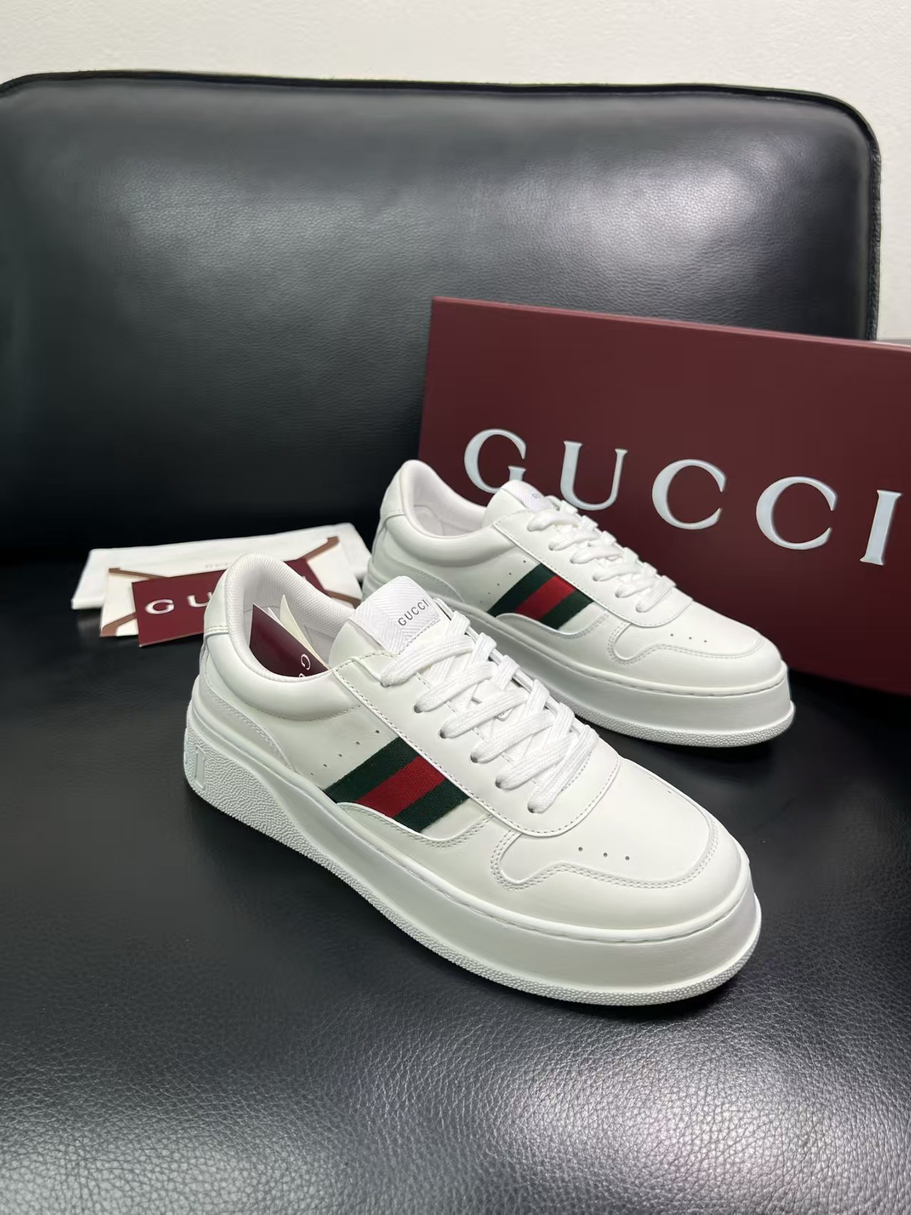 Gucci Web Stripe Sneakers White
