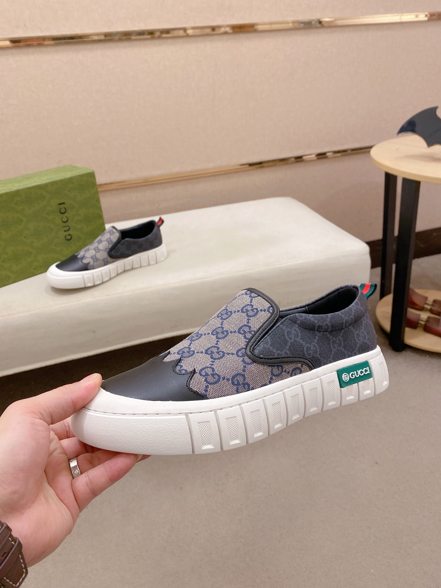 Gucci GG Canvas Slip-On Sneakers Grey