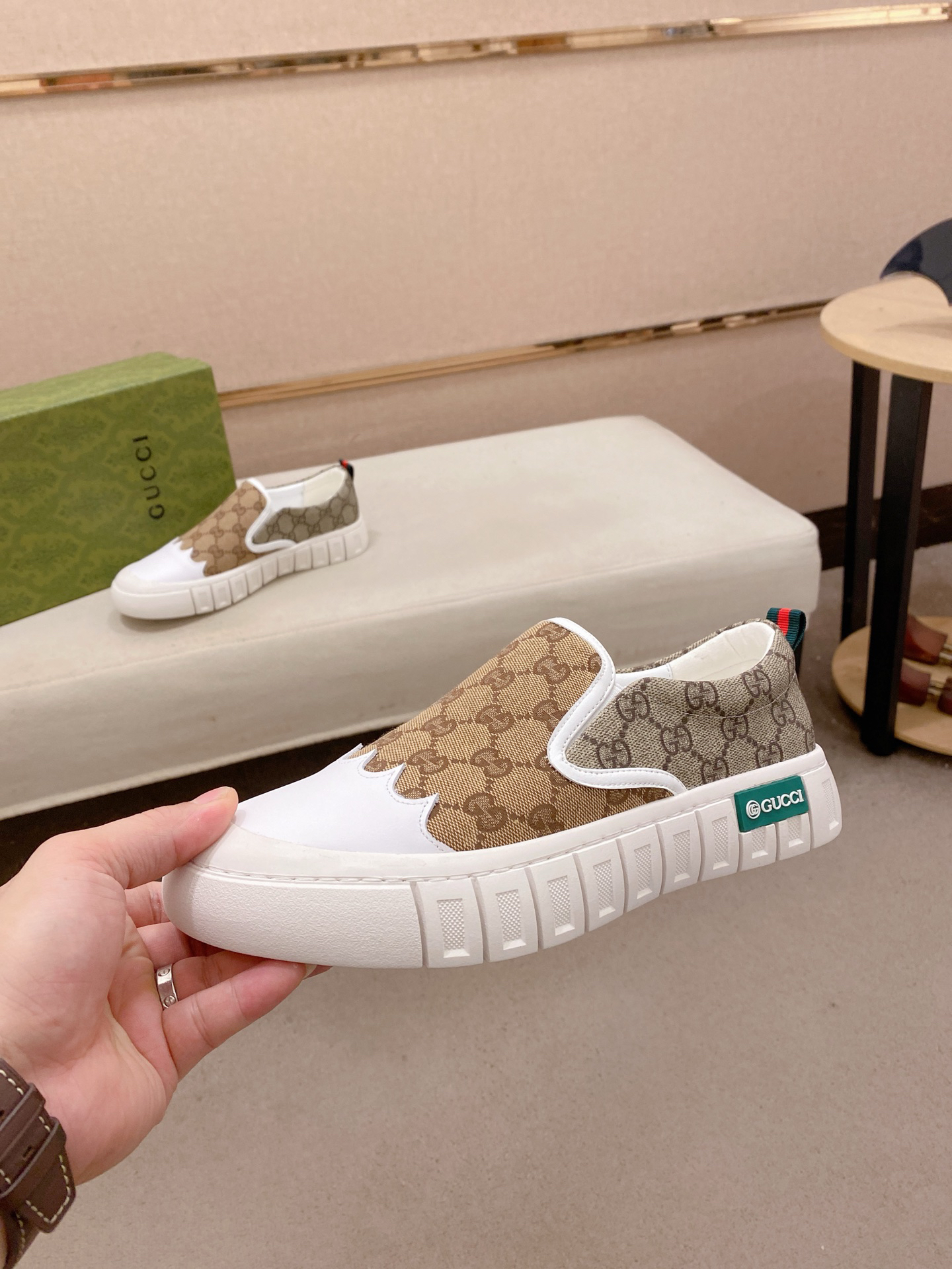 Gucci GG Slip-On Sneakers Khaki