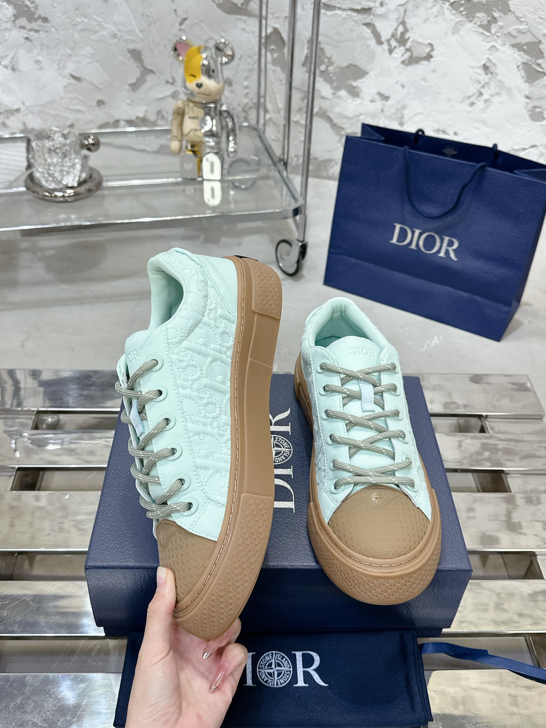 Dior x Stone Island B33 Low-Top Sneakers Mint Green