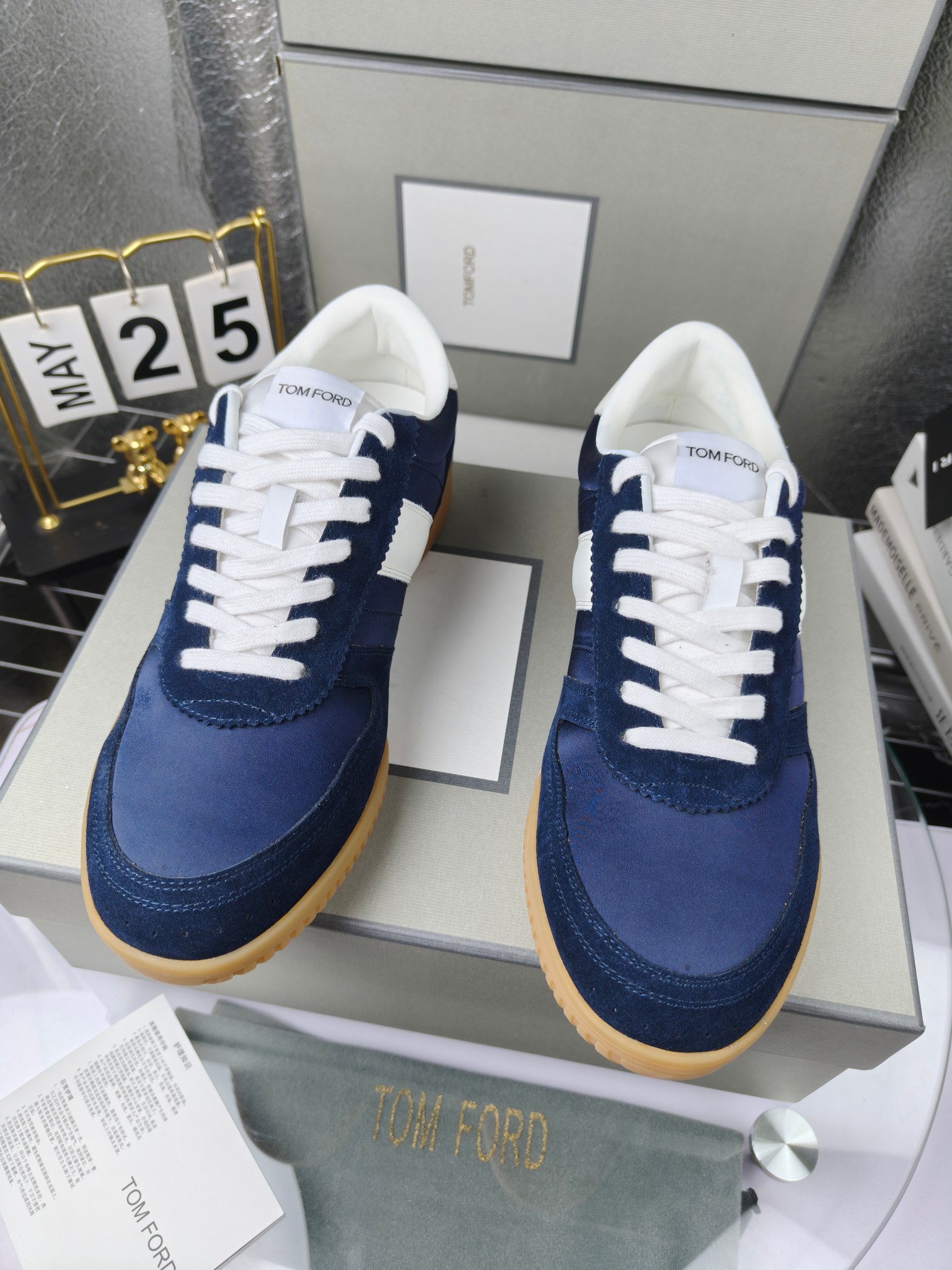 Tom Ford Retro Low-Top Sneakers Navy