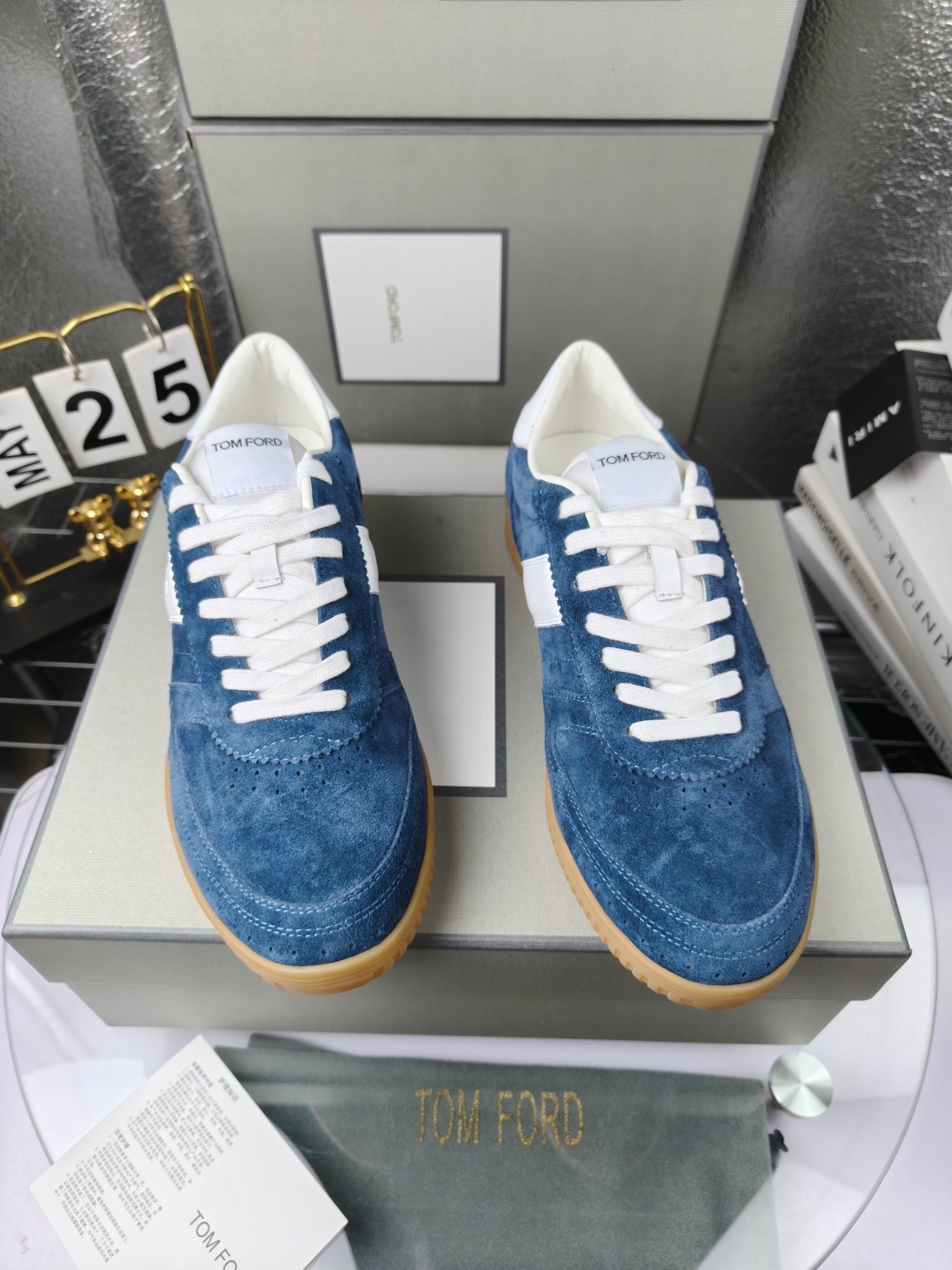 Tom Ford Suede Low-Top Sneakers Blue
