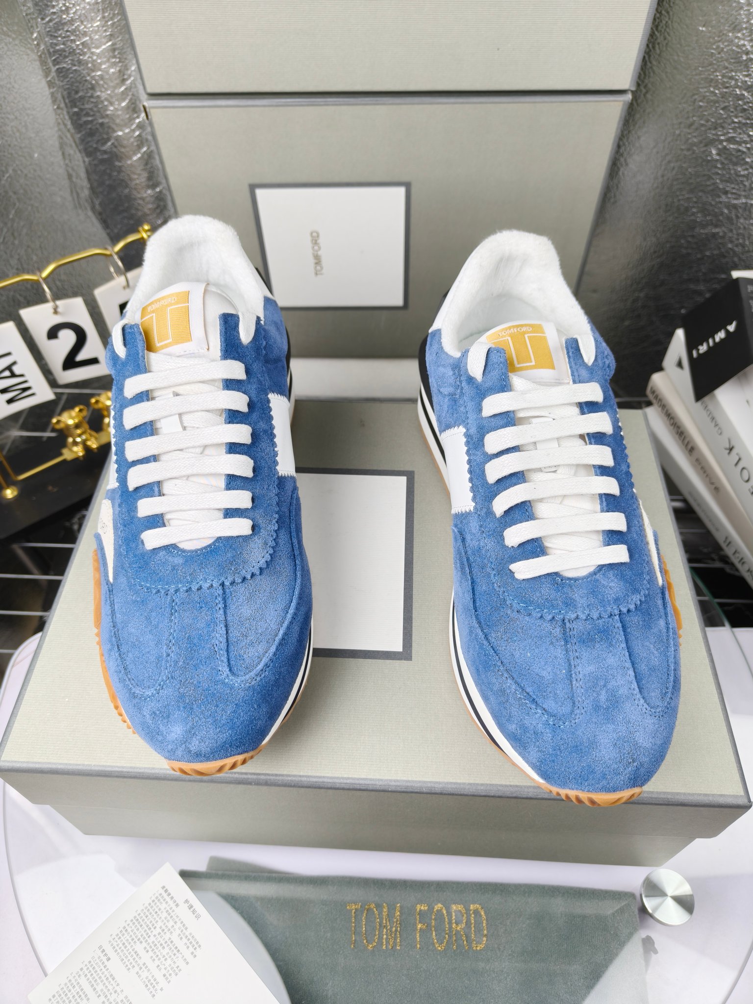 Tom Ford Retro Suede Runner Sneakers Blue