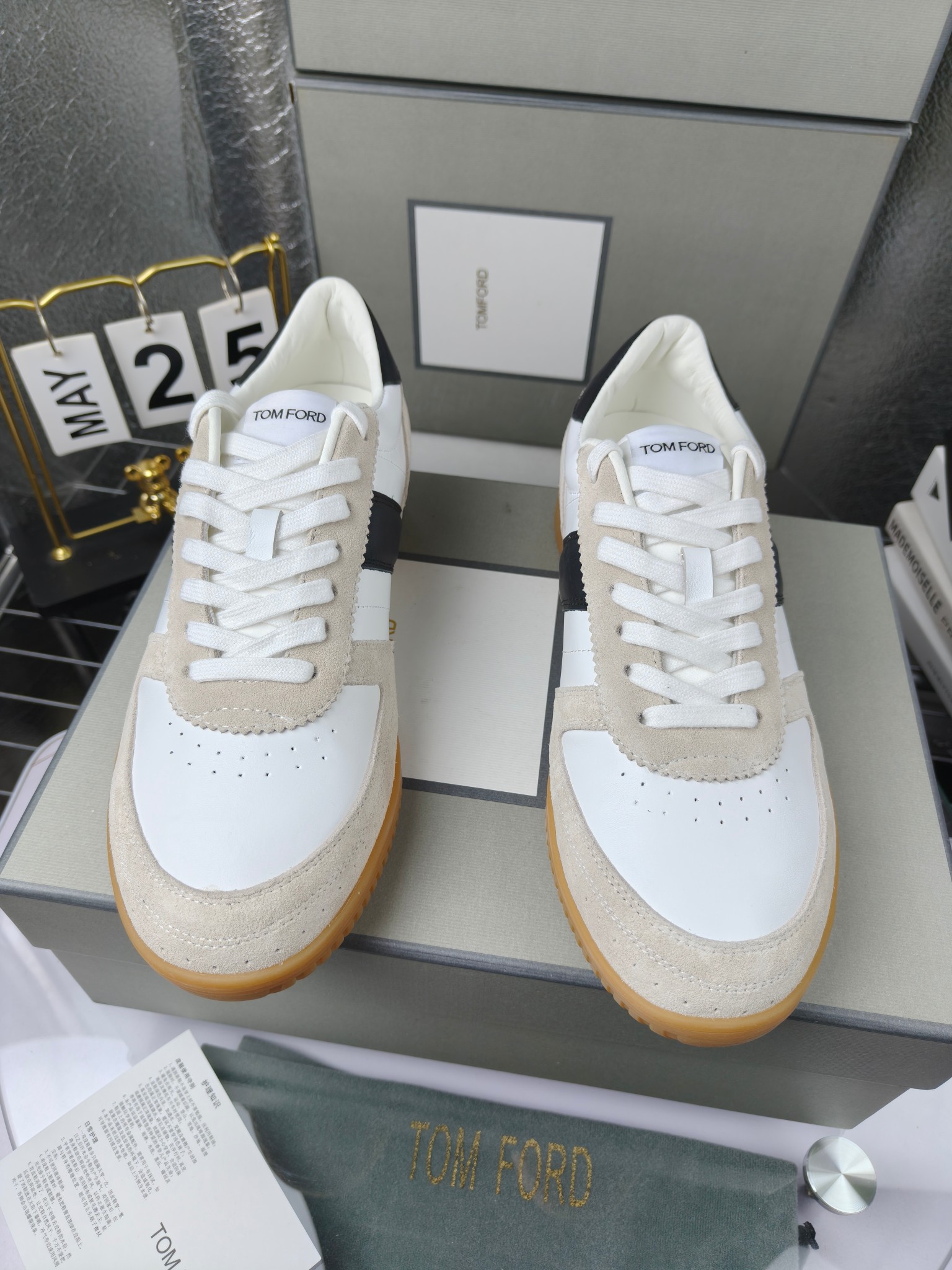 Tom Ford Leather Suede Sneakers Multi-color