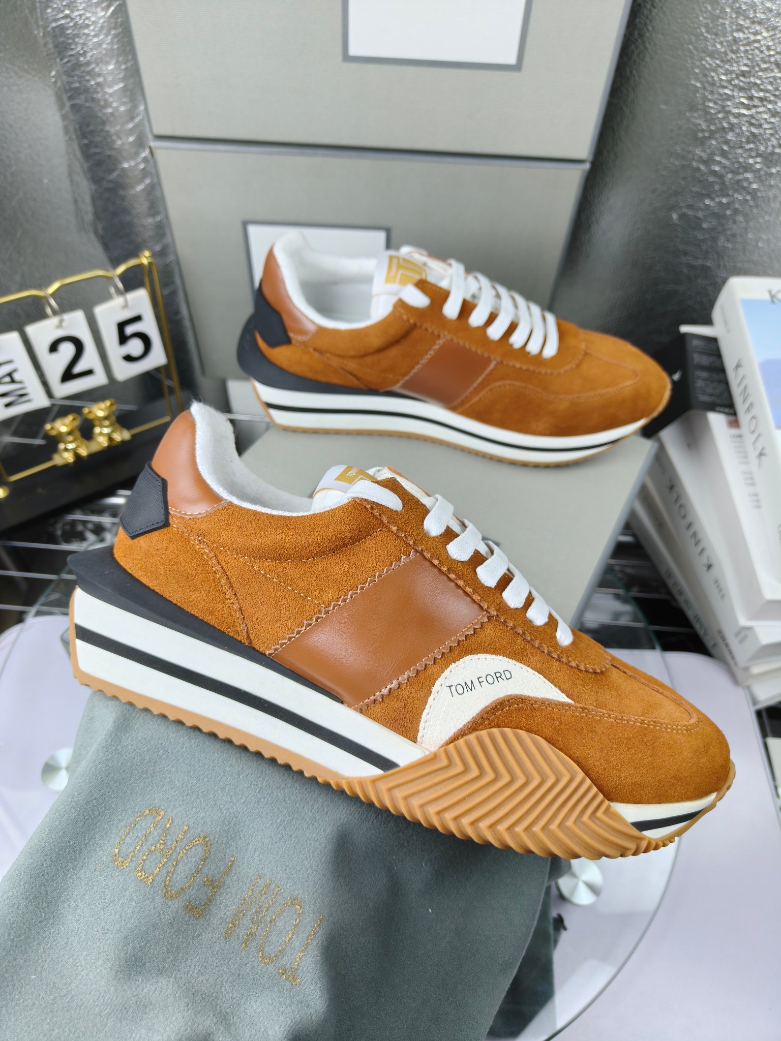 Tom Ford Retro Suede Sneakers Brown