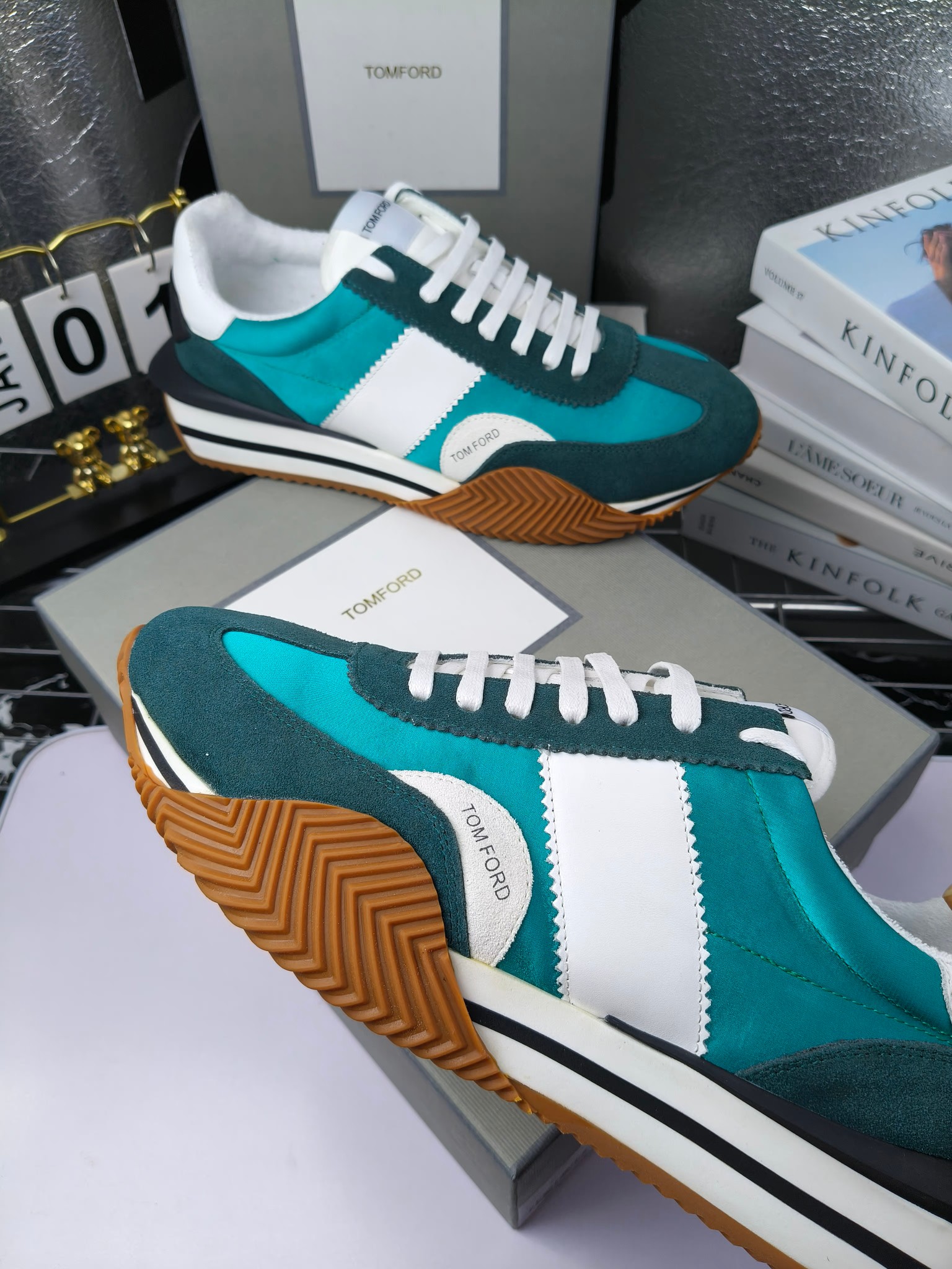 Tom Ford Retro Runner Sneakers Teal