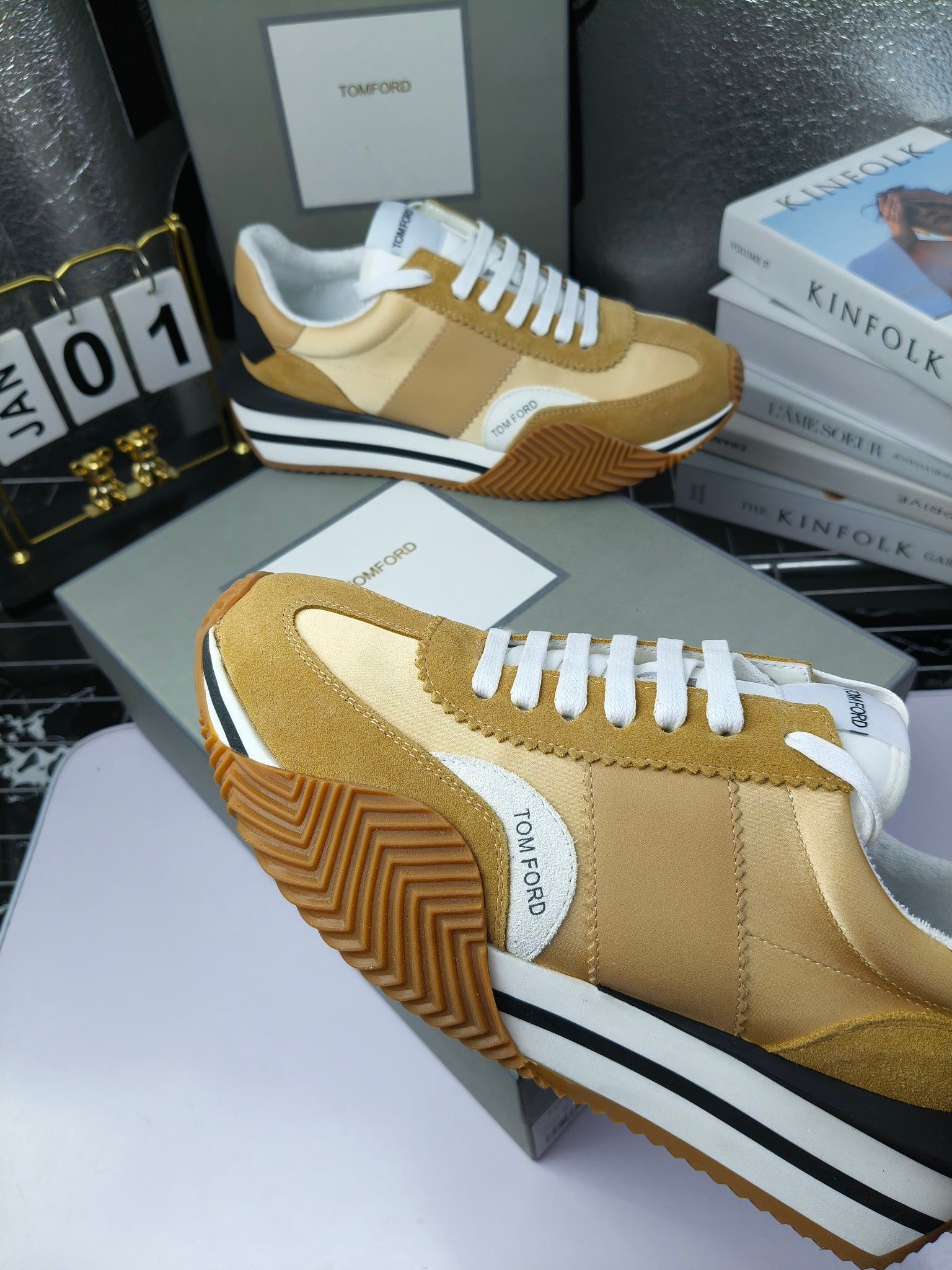 Tom Ford Retro Lift Sneakers Beige