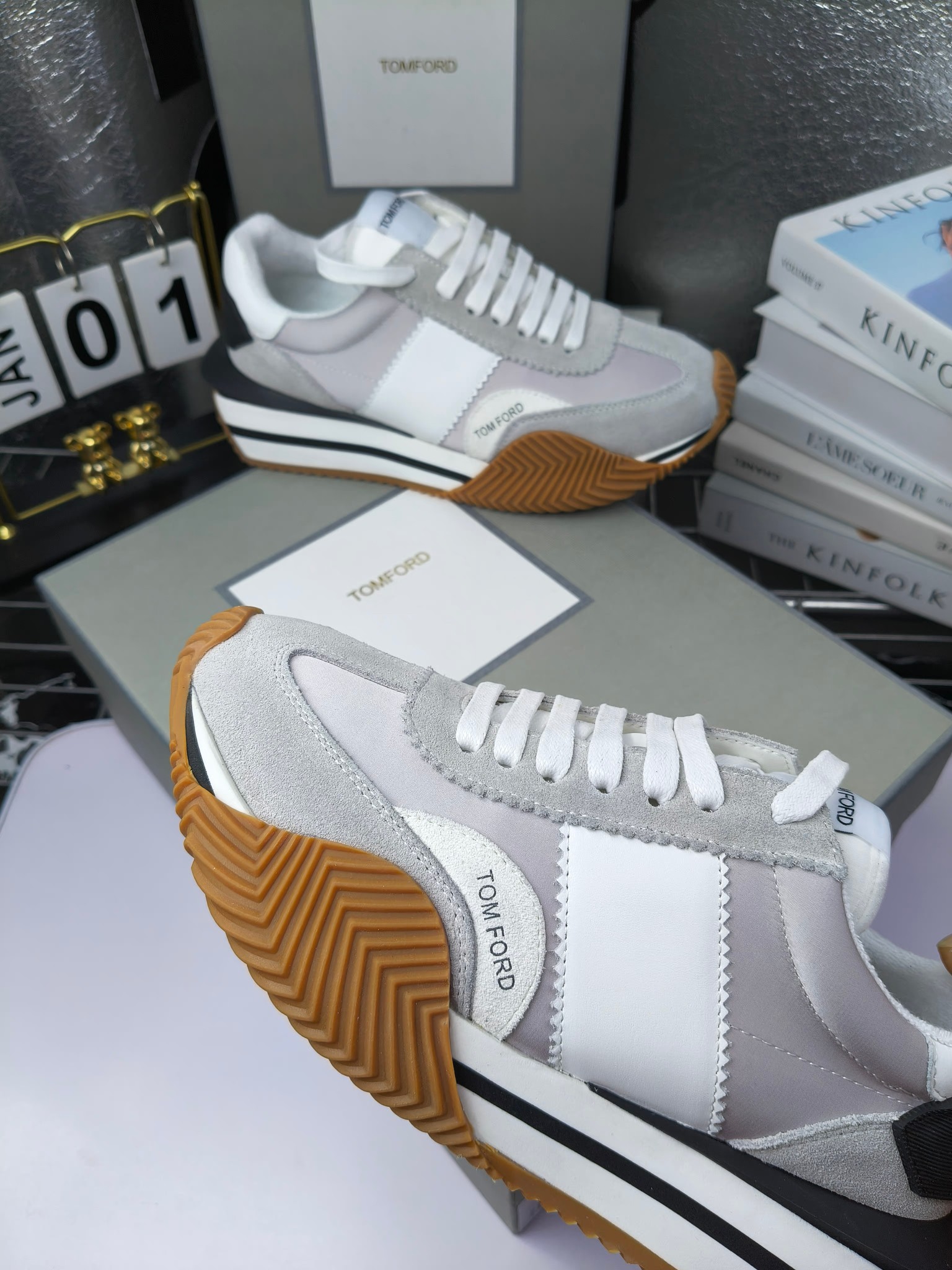 Tom Ford Retro Platform Sneakers Grey/White