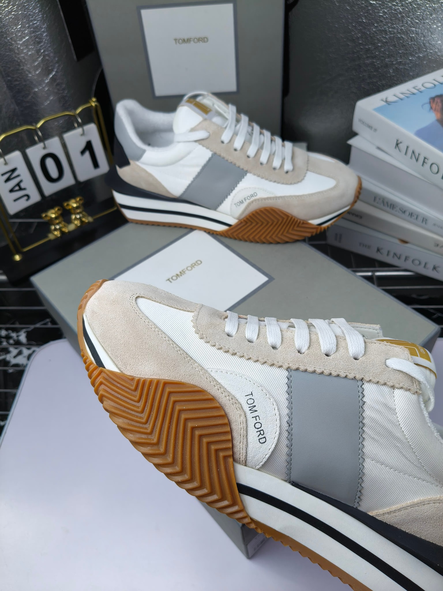 Tom Ford Retro Lift Sneakers White/Gray