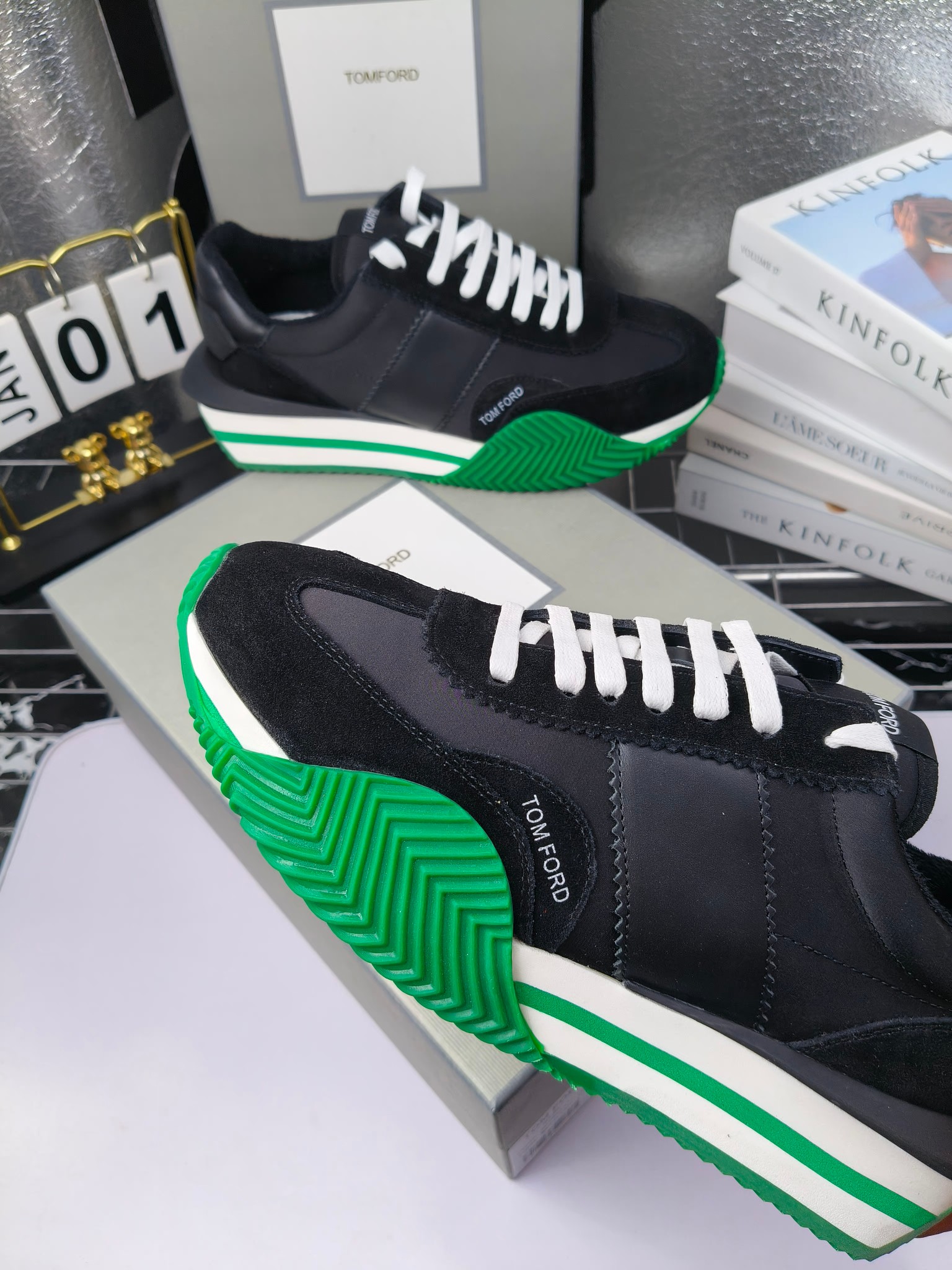 Tom Ford Retro Lift Sneakers Black/Green