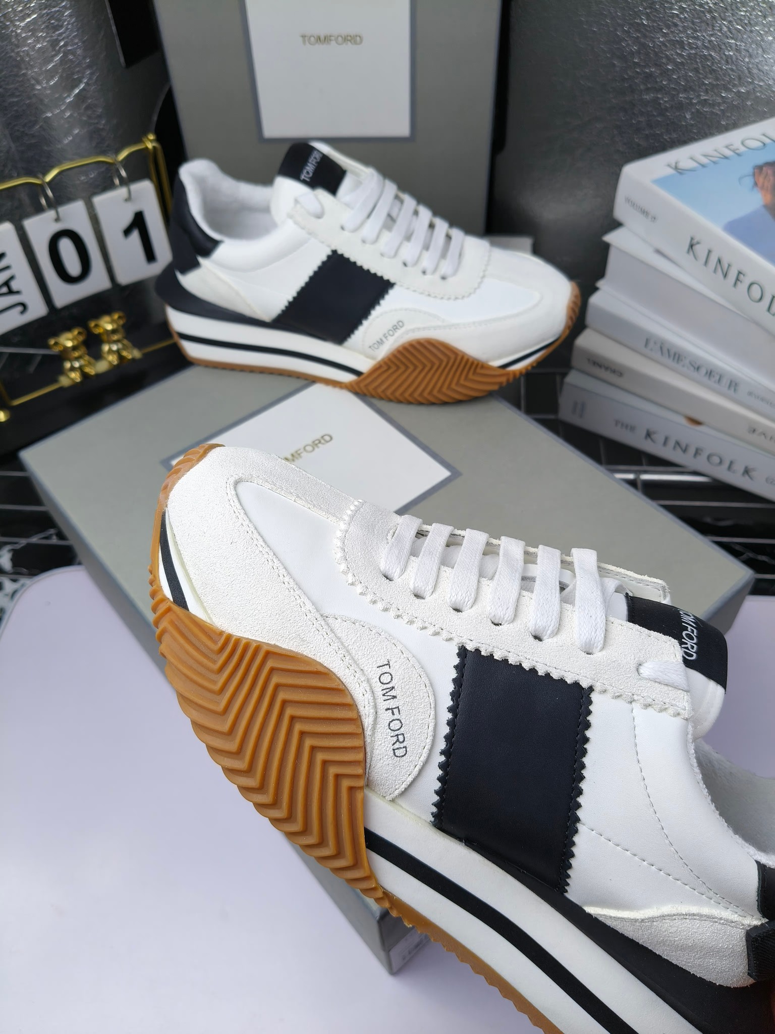 Tom Ford Retro Platform Sneakers White Black