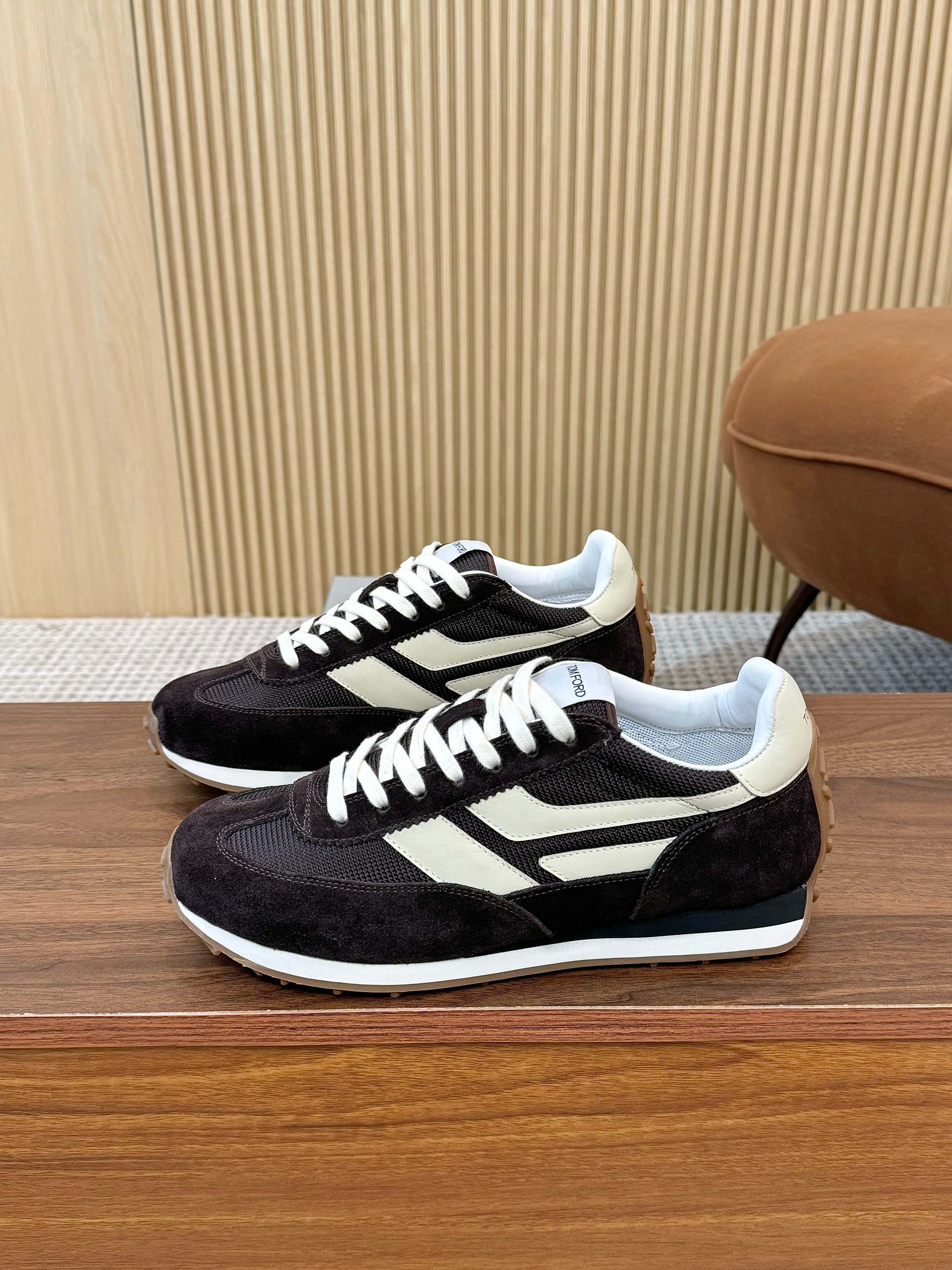 Tom Ford Retro Low-Top Sneakers Black/White