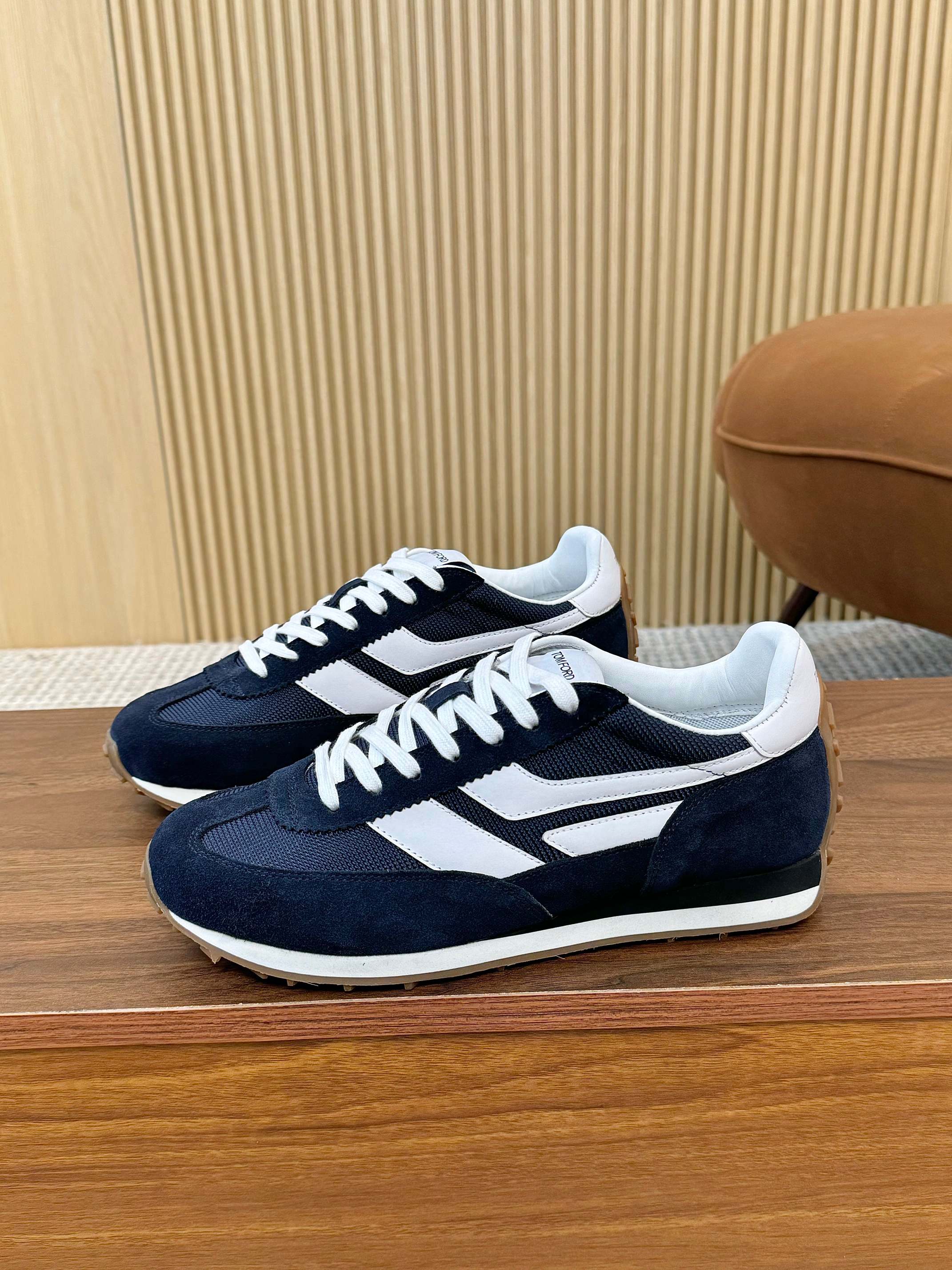 Tom Ford Retro Low-Top Sneakers Navy