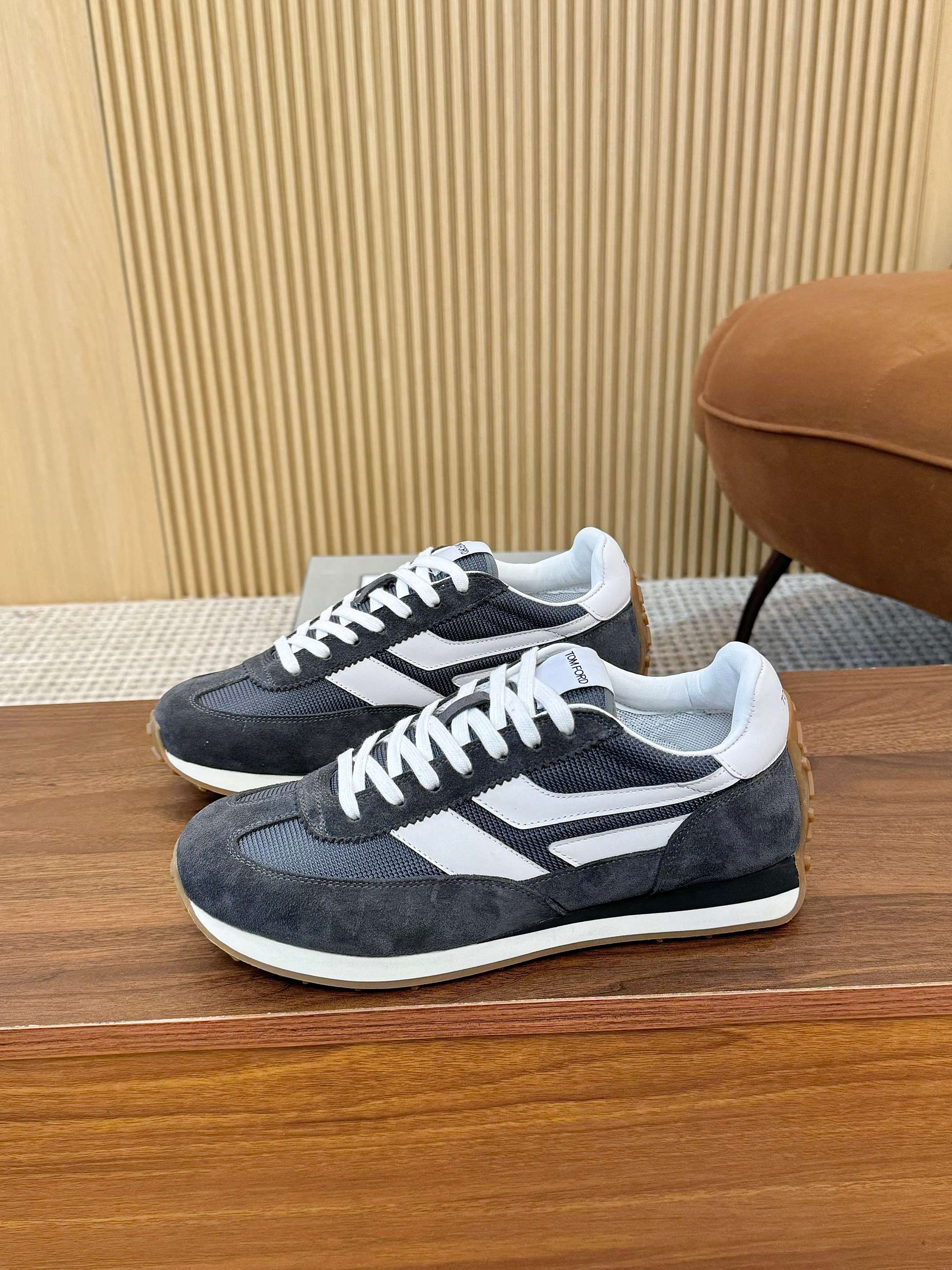 Tom Ford Retro Low-Top Sneakers Grey