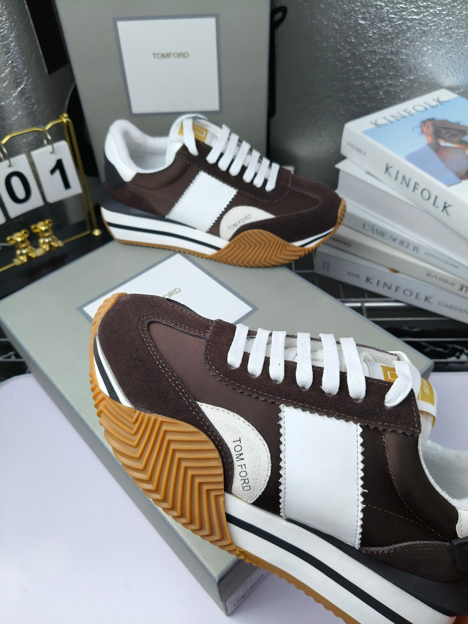 Tom Ford Retro Lift Sneakers Brown/White