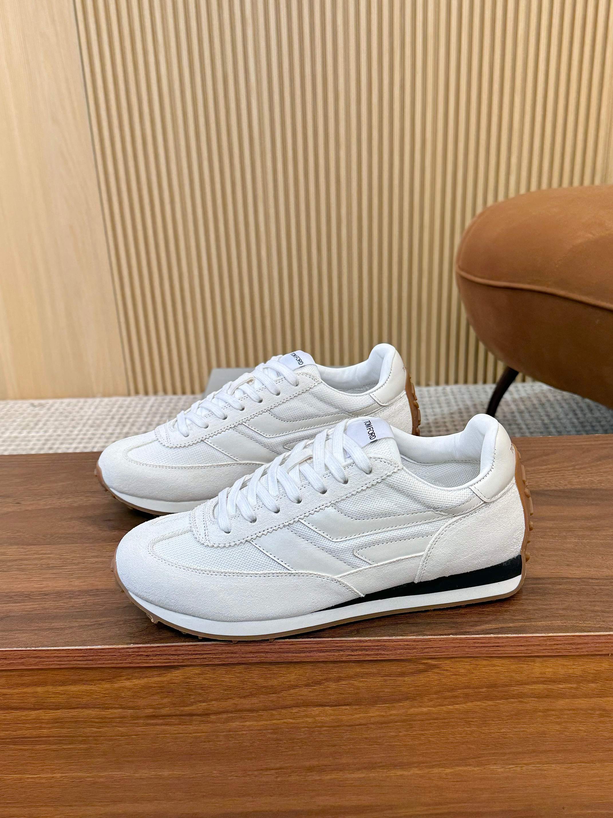 Tom Ford Retro Low-Top Sneakers White