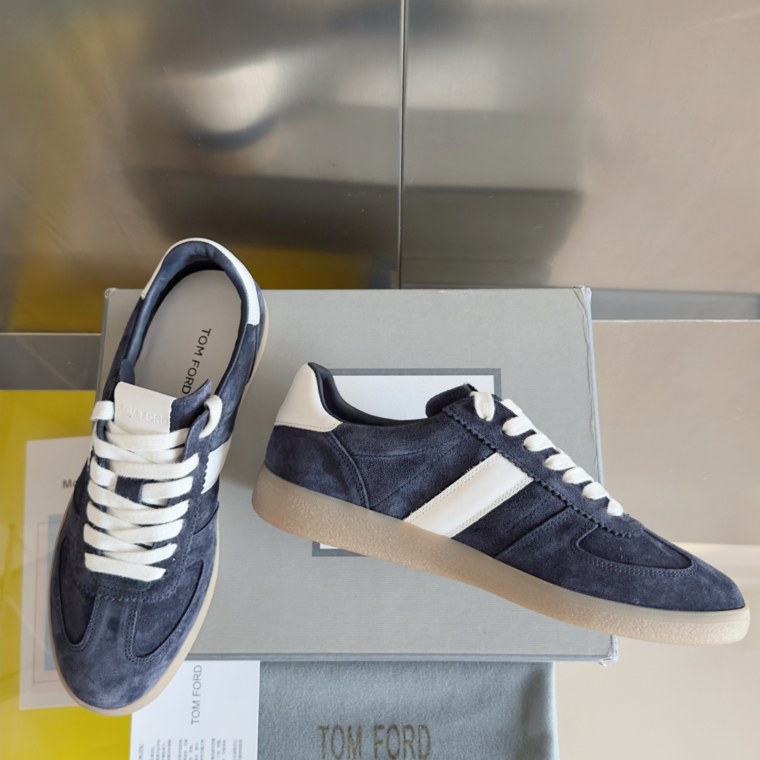 Tom Ford Suede Trainer Sneakers Navy/White