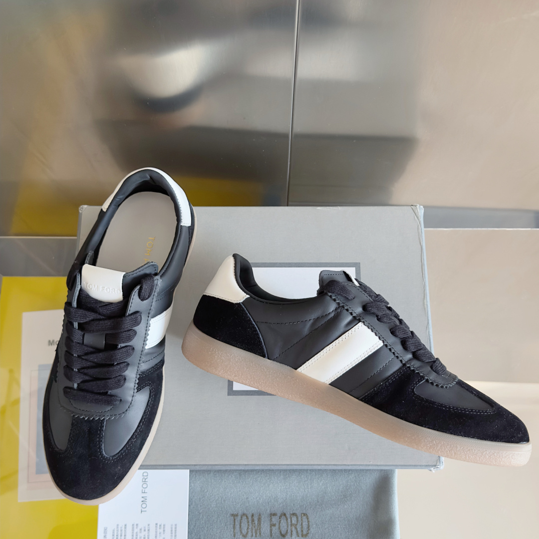 Tom Ford Terence Suede Leather Sneakers Black/White