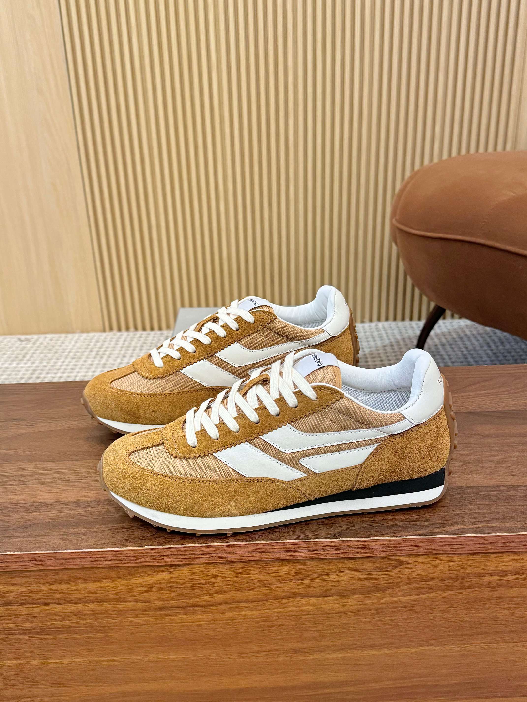 Tom Ford Retro Low-Top Sneakers Tan