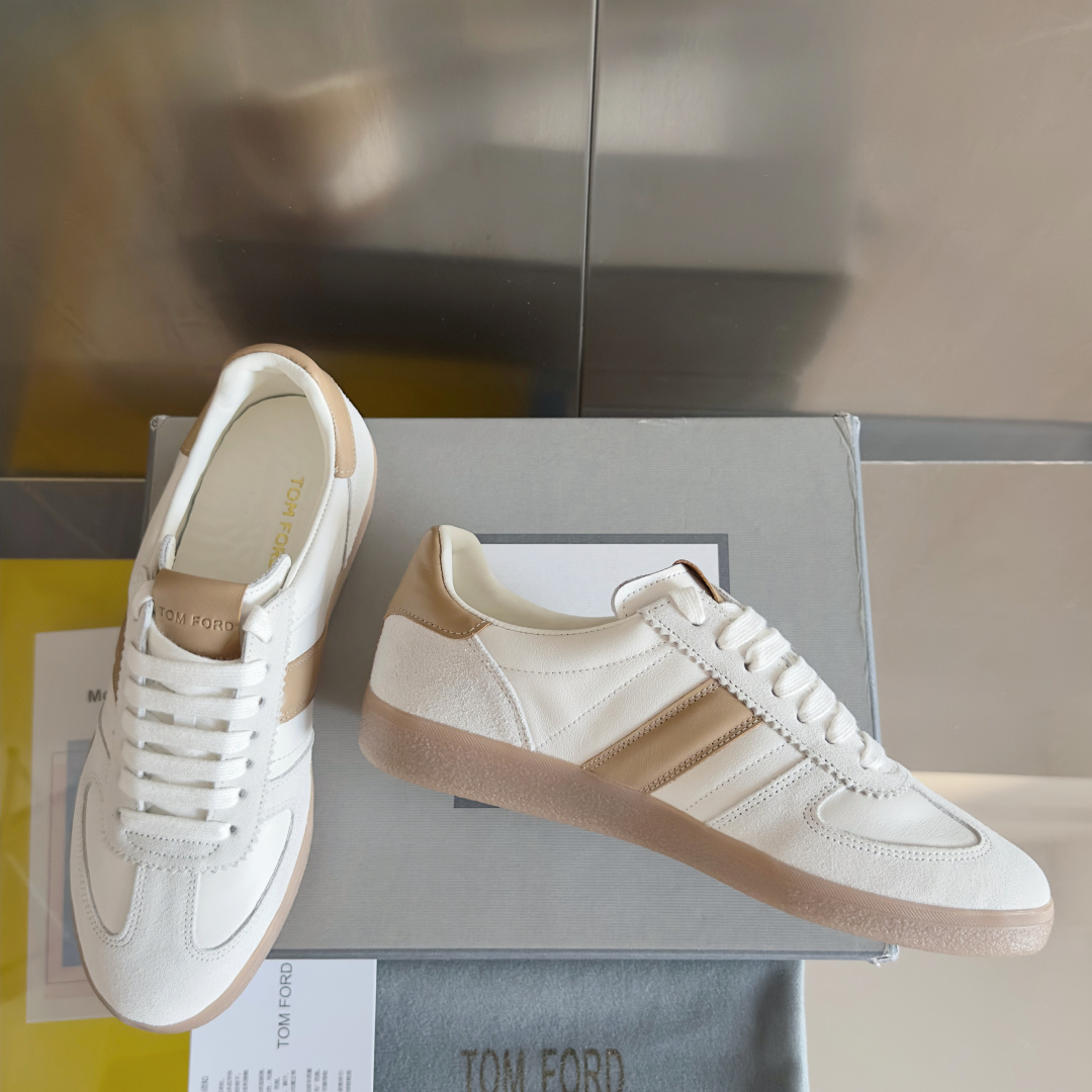 Tom Ford Terence Leather Sneakers White/Beige