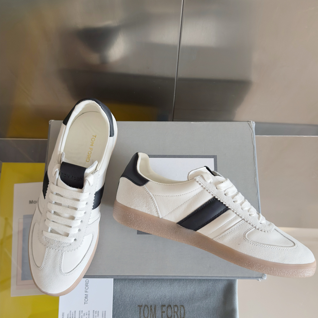 Tom Ford Terence Leather Sneakers White/Black