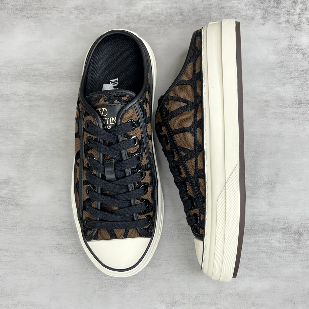 Valentino Garavani V Logo Low-Top Mule Sneakers Brown/Black