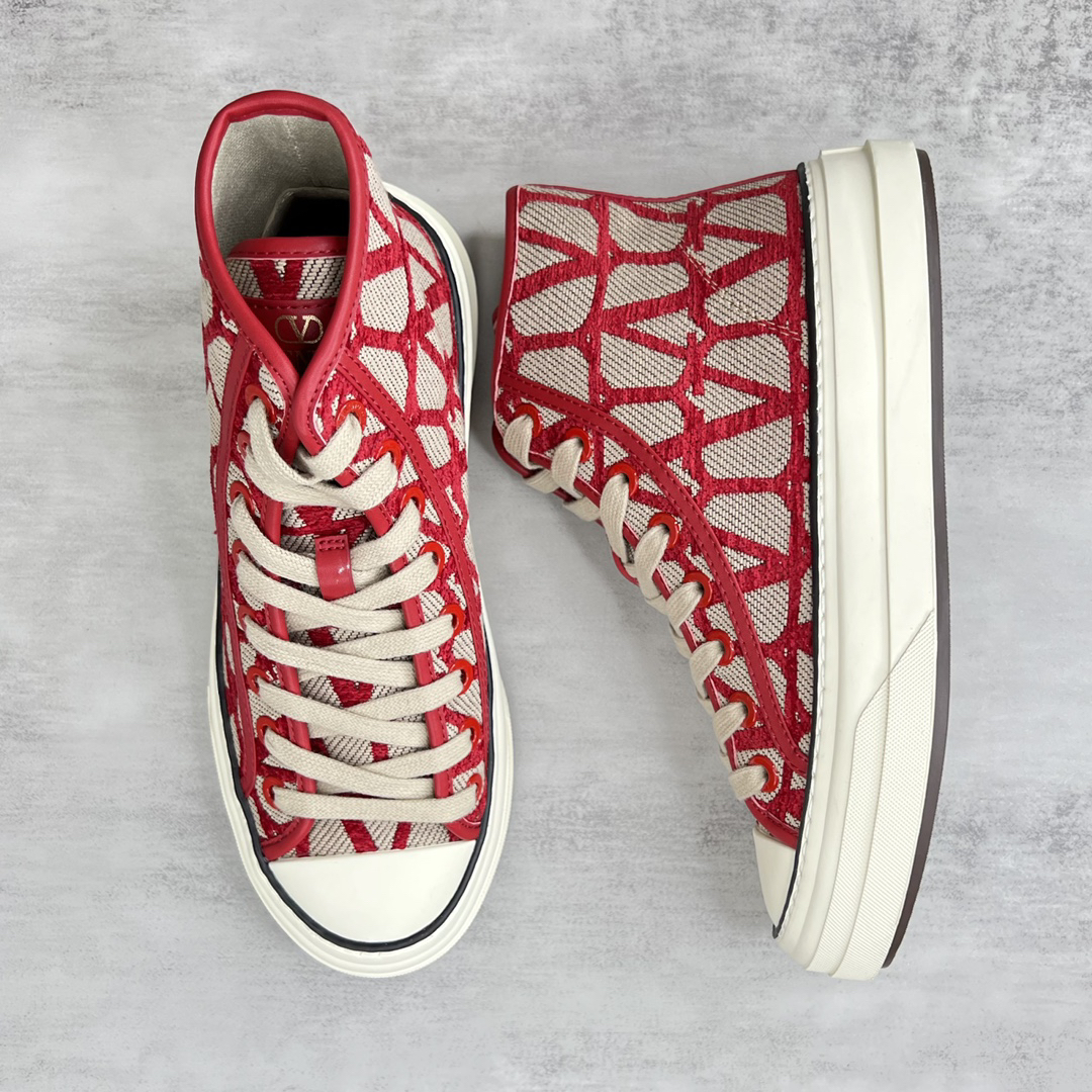 Valentino Garavani VLogo High-Top Sneakers Red