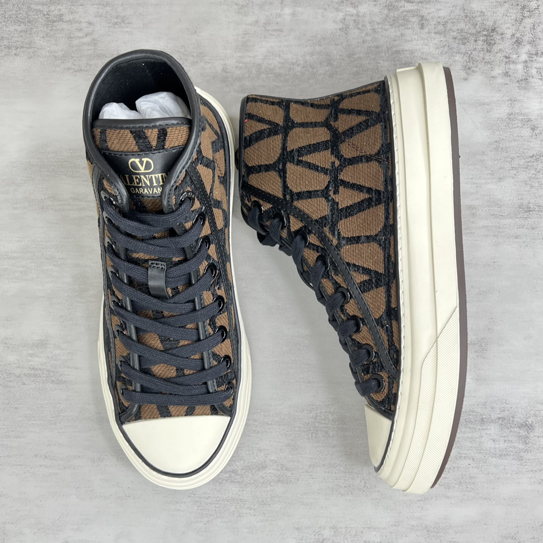 Valentino Garavani V-Logo High-Top Sneakers Brown/Black