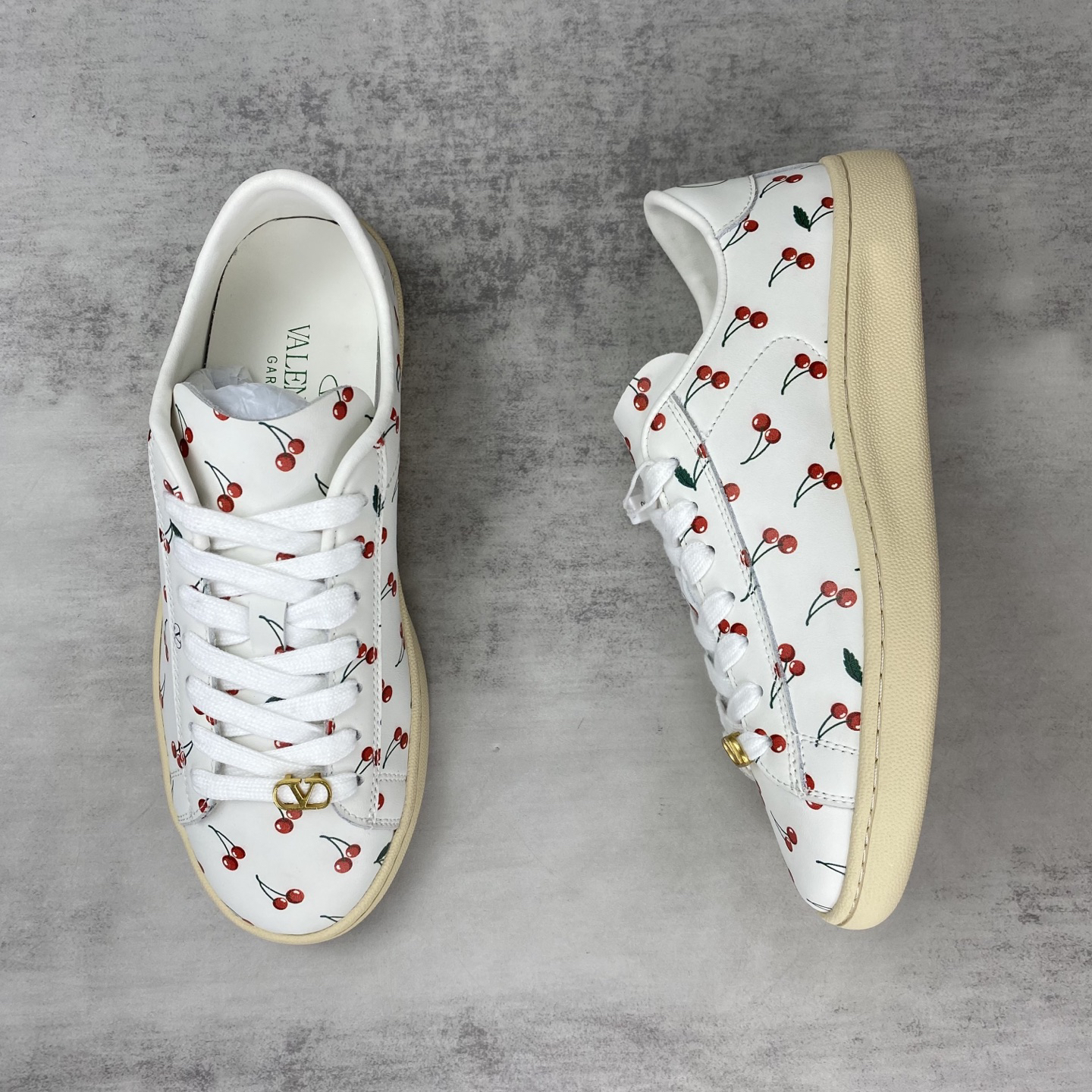 Valentino Cherry Print Low-Top Sneakers White