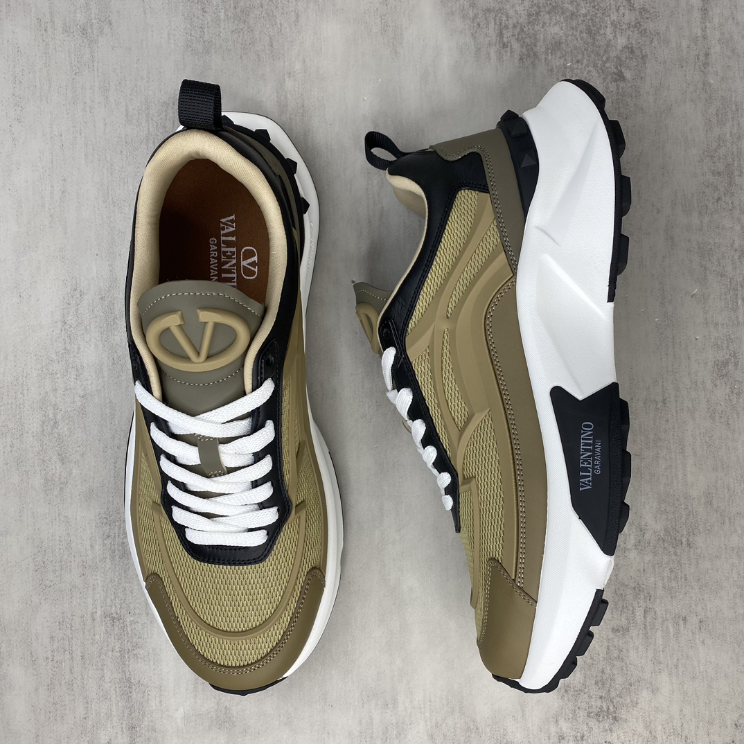 Valentino True Act Mesh Sneakers Khaki