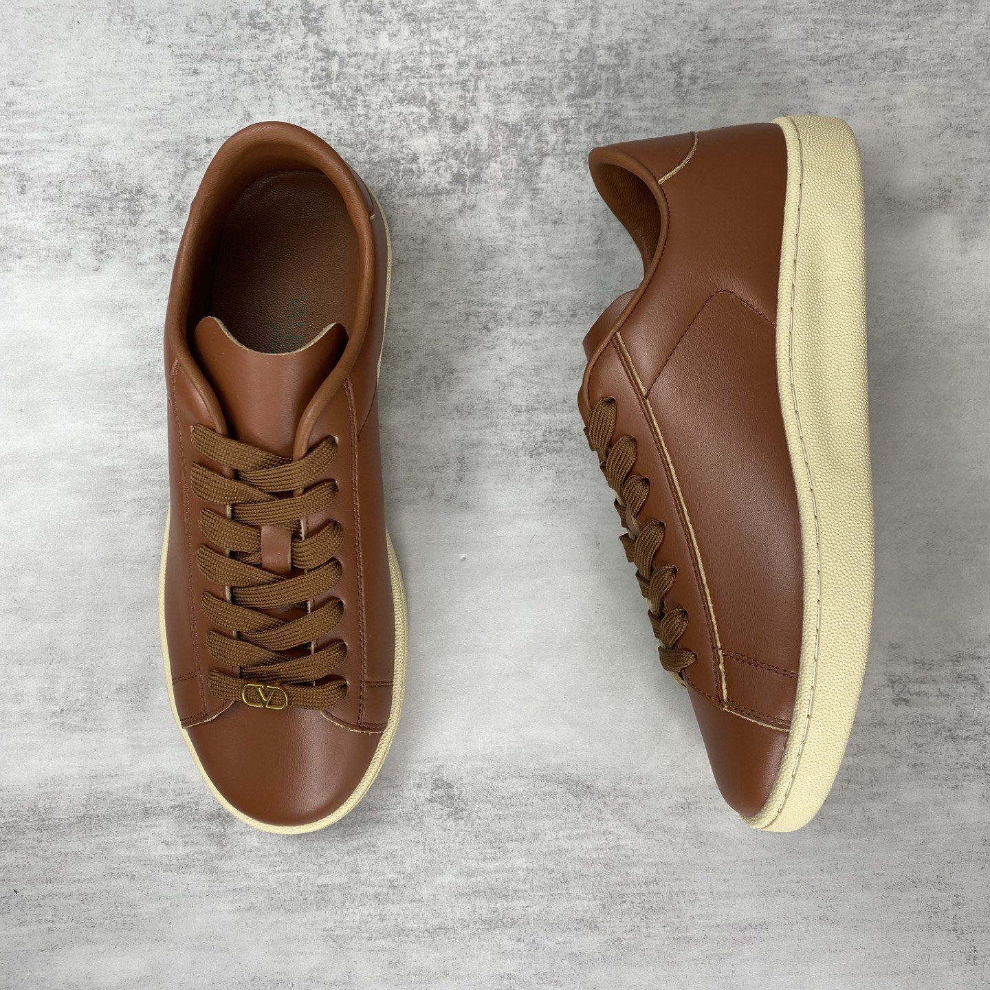 Valentino Low-Top Leather Sneakers Brown