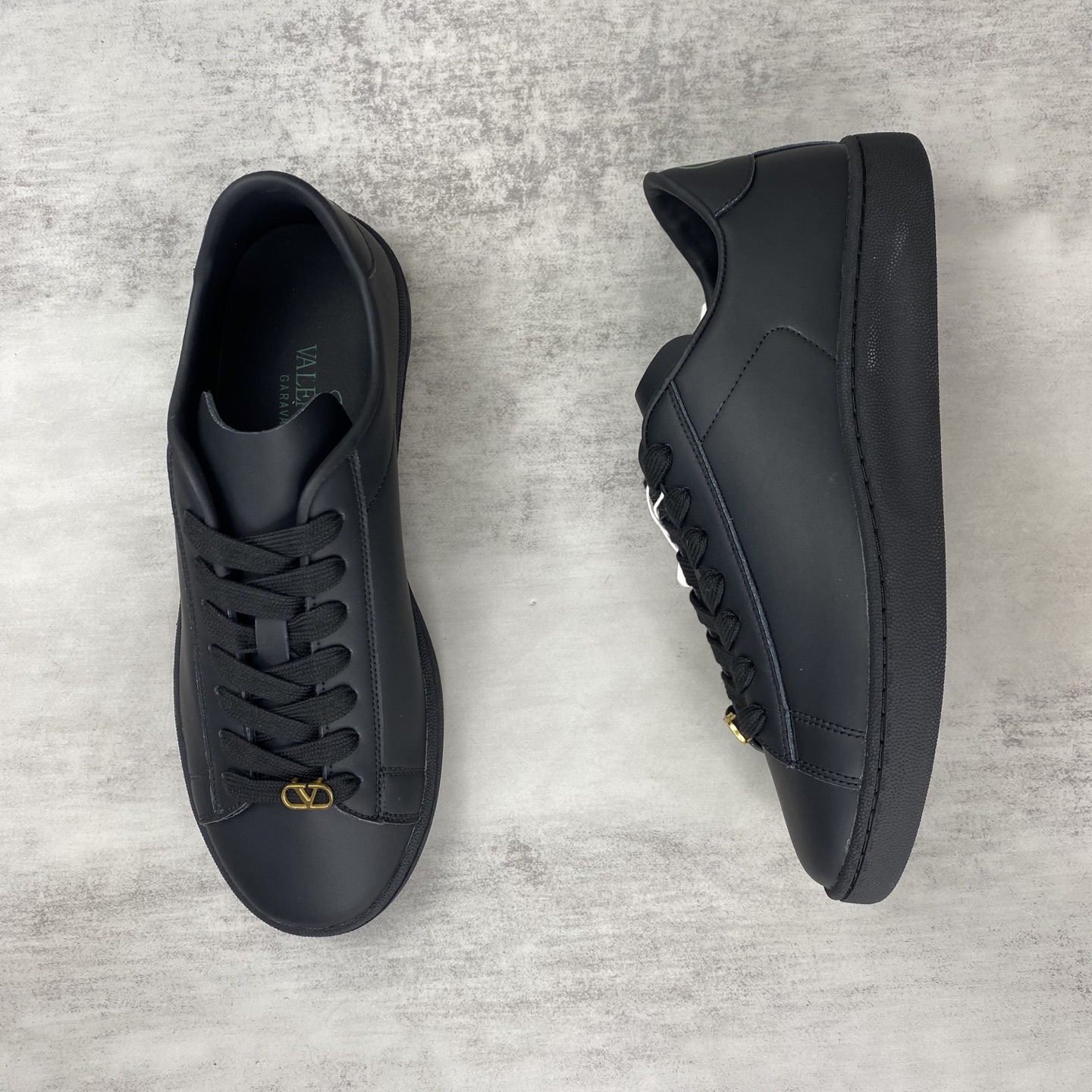 Valentino Low-Top Leather Sneakers Black