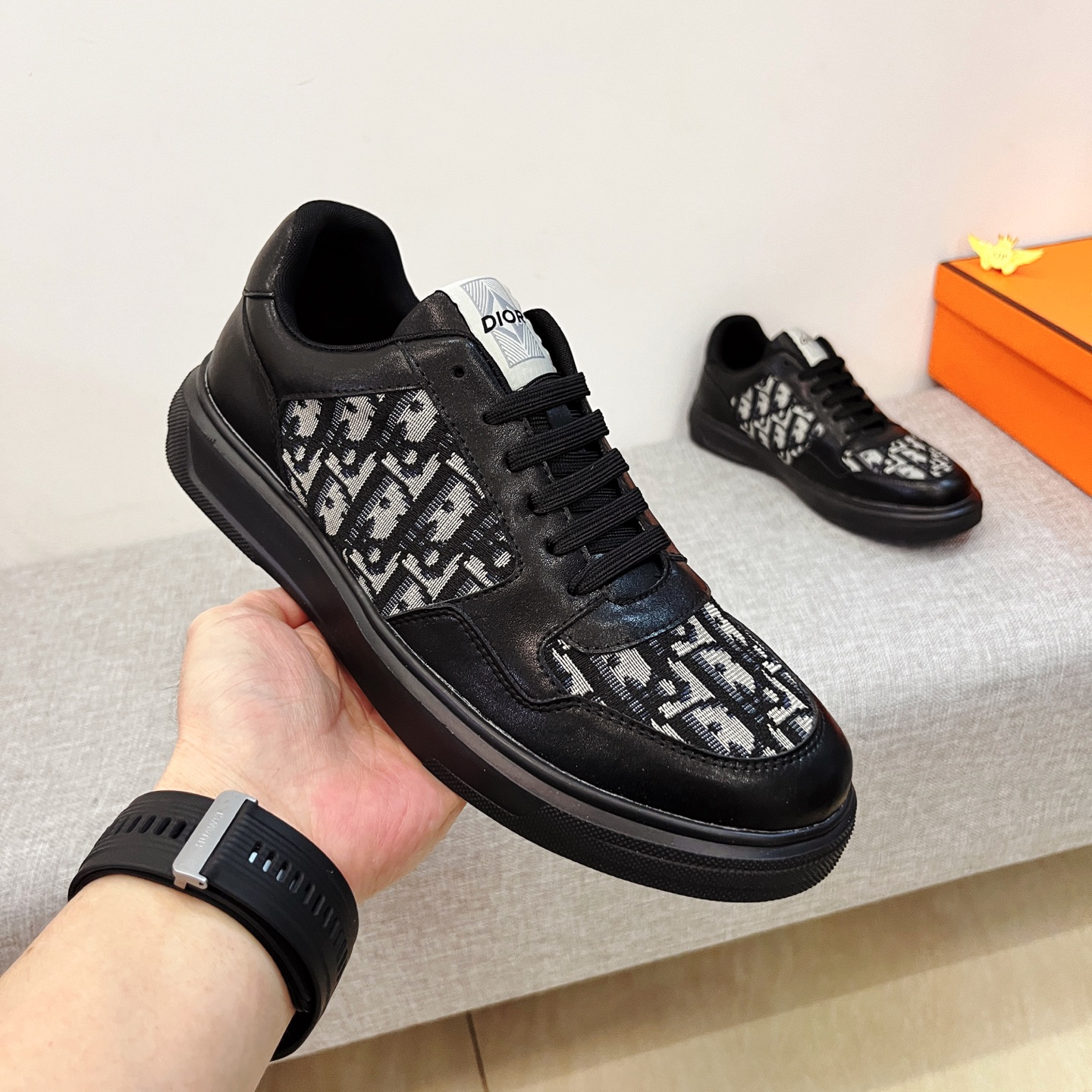 Dior Monogram Low-Top Sneakers Black
