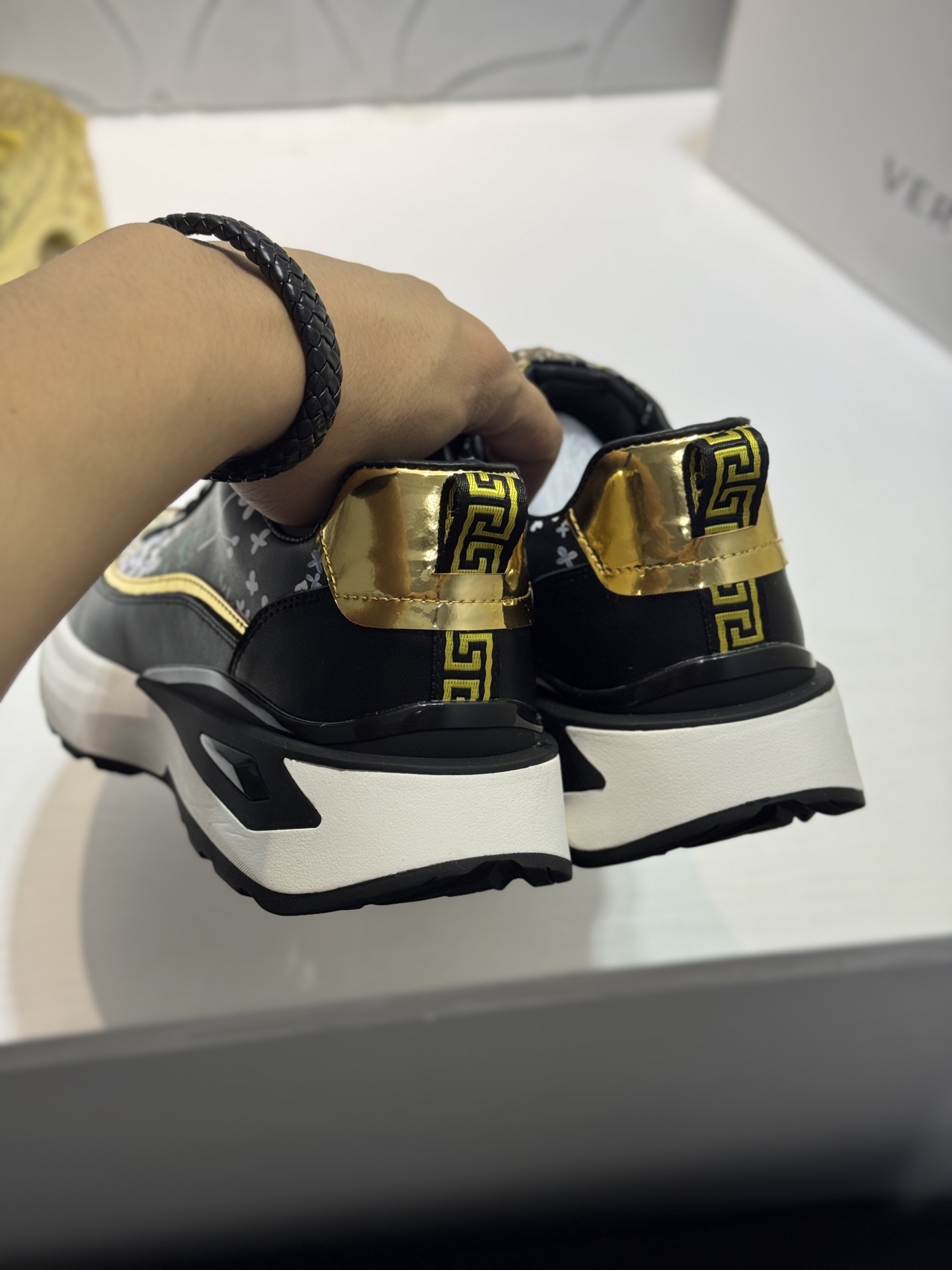 Versace Medusa Leather Sneakers Black/Gold