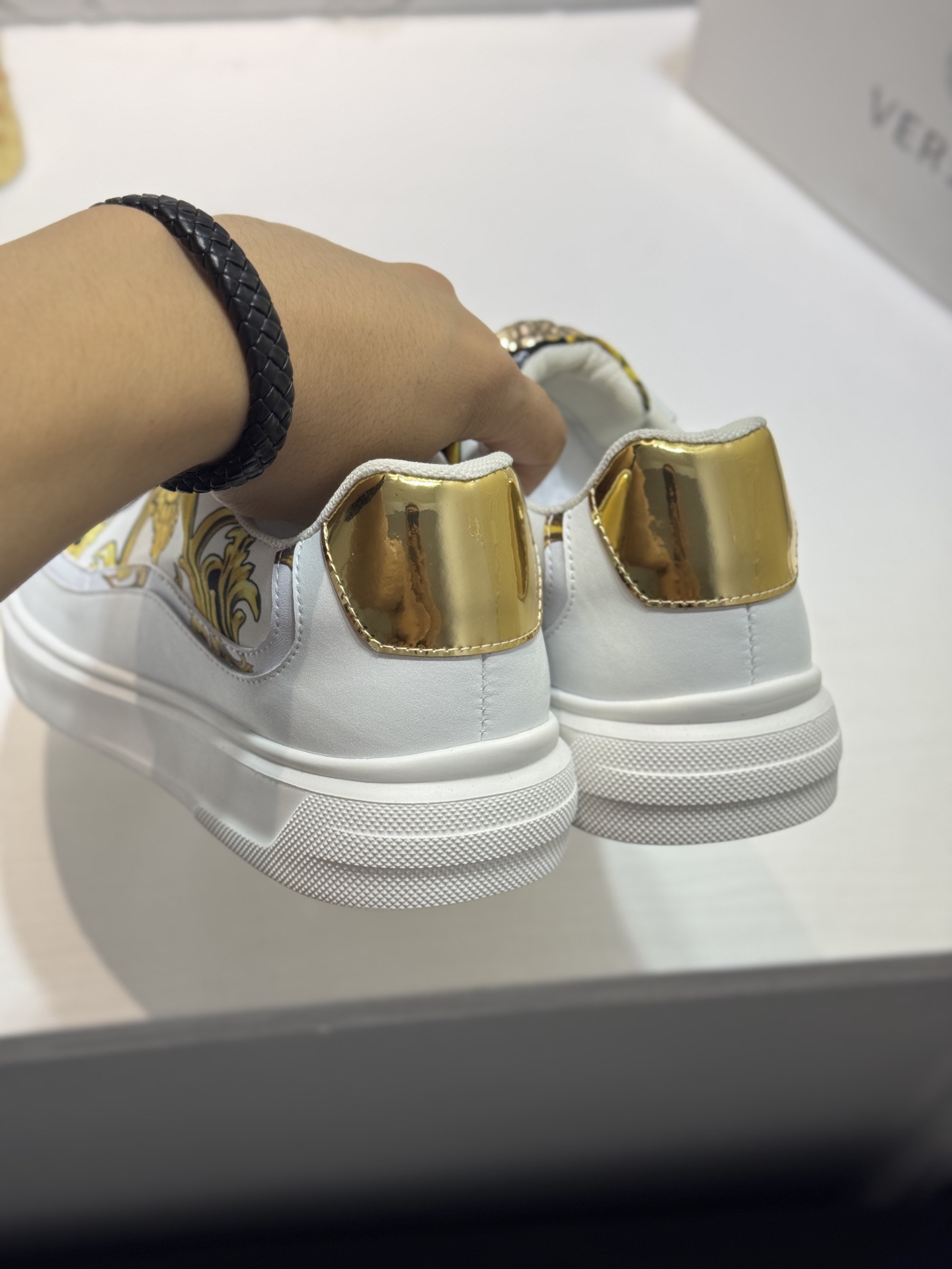 Versace Baroque Medusa Low-Top Sneakers White/Gold
