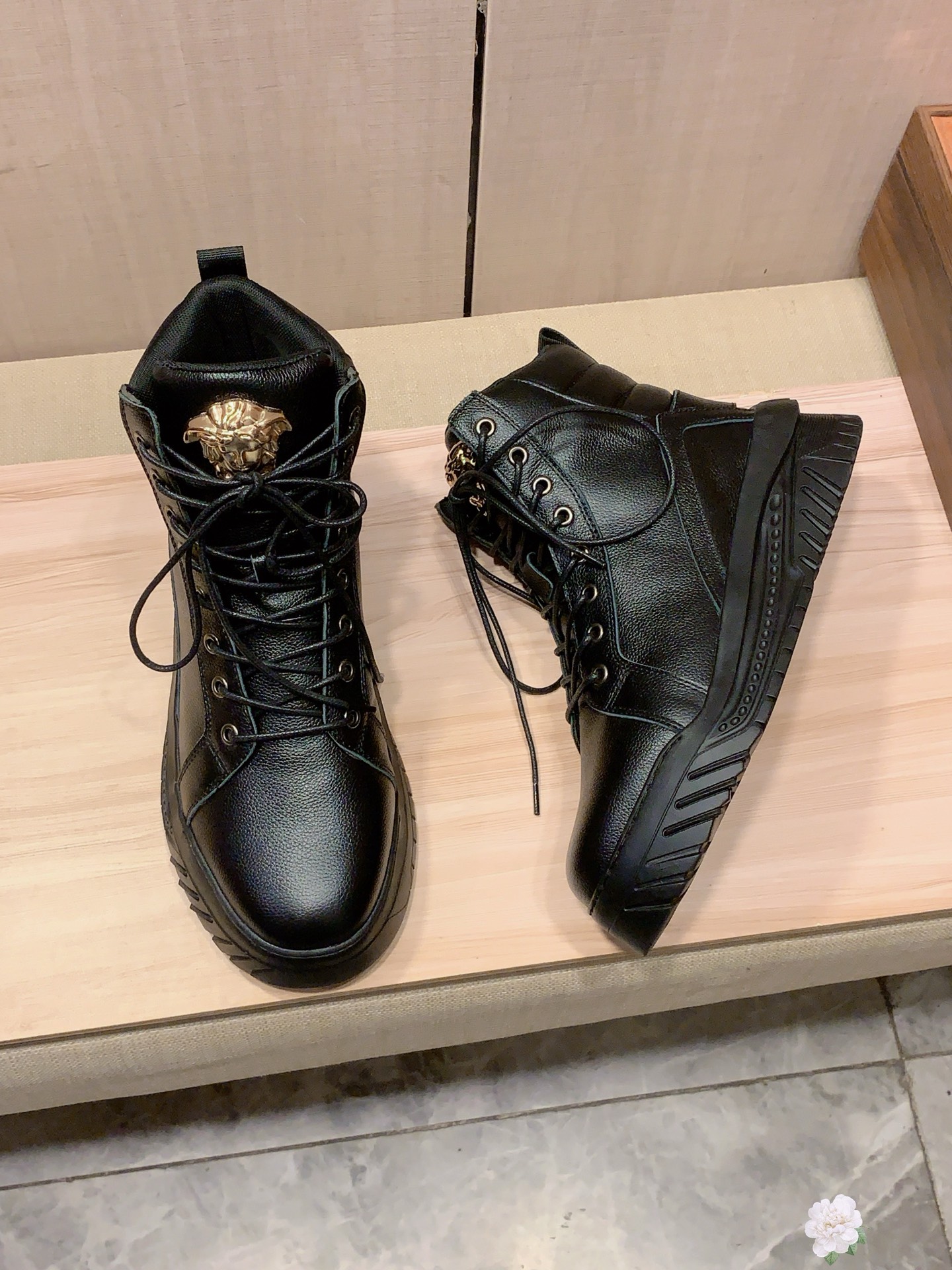 Versace Medusa High-Top Boots Black