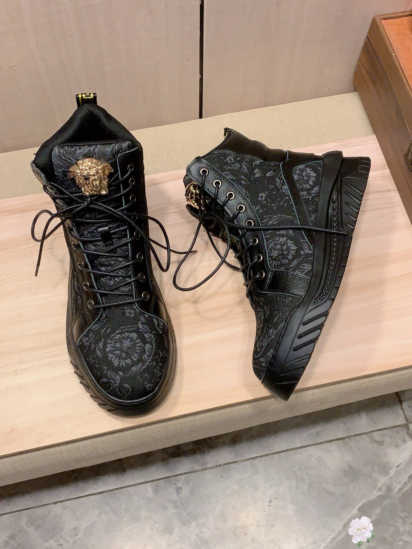 Versace Medusa High-Top Boots Black