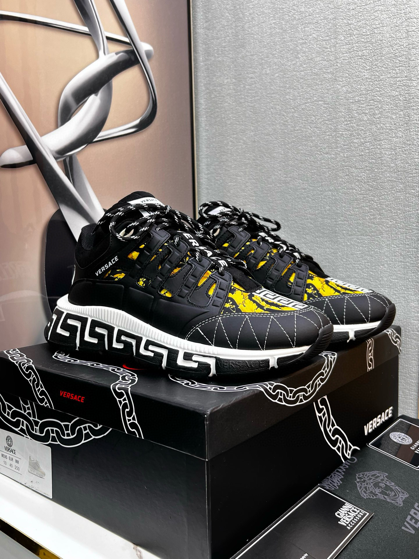 Versace Trigreca Chunky Sneakers Black Yellow