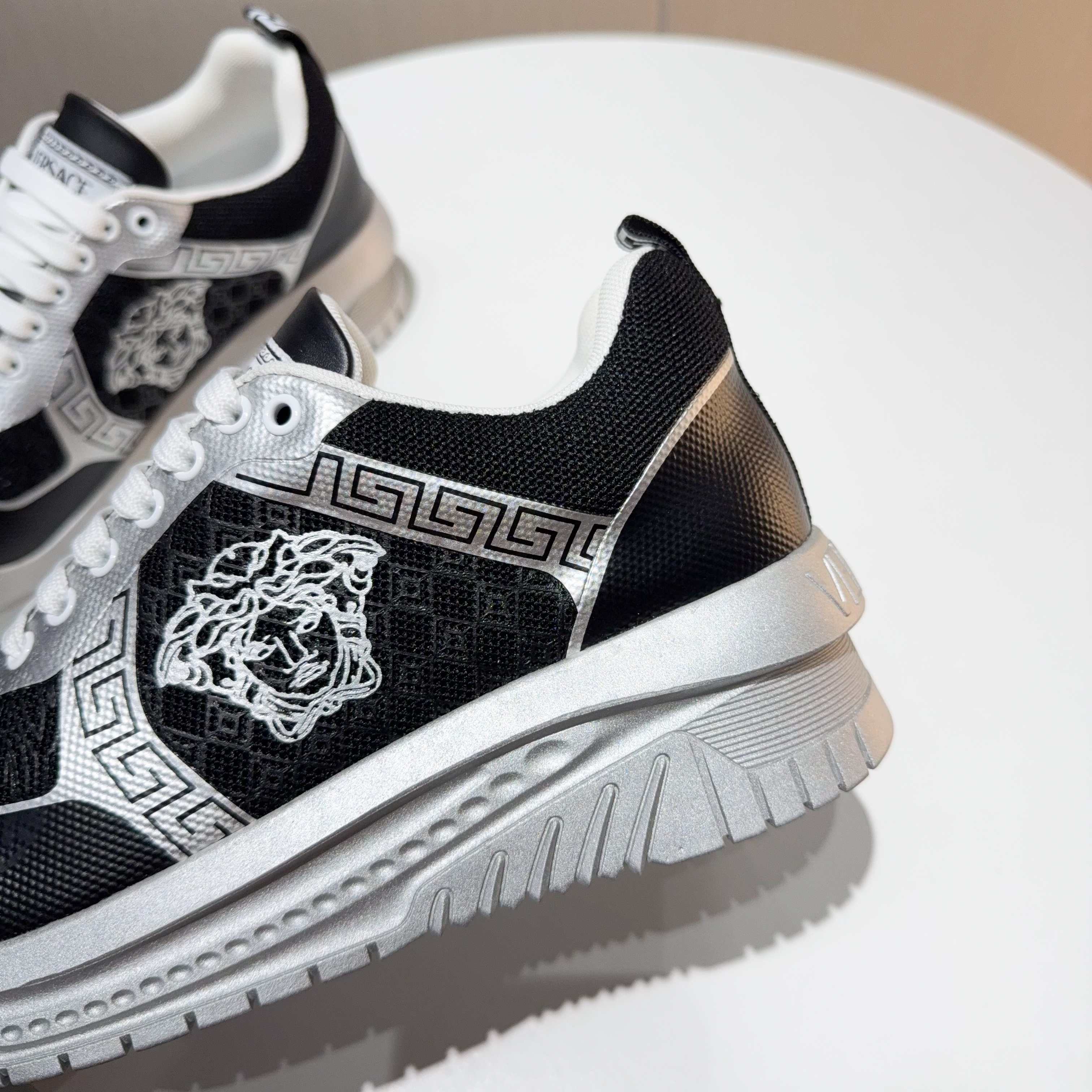 Versace Grace Labyrinth Knit Sneakers Black/Silver