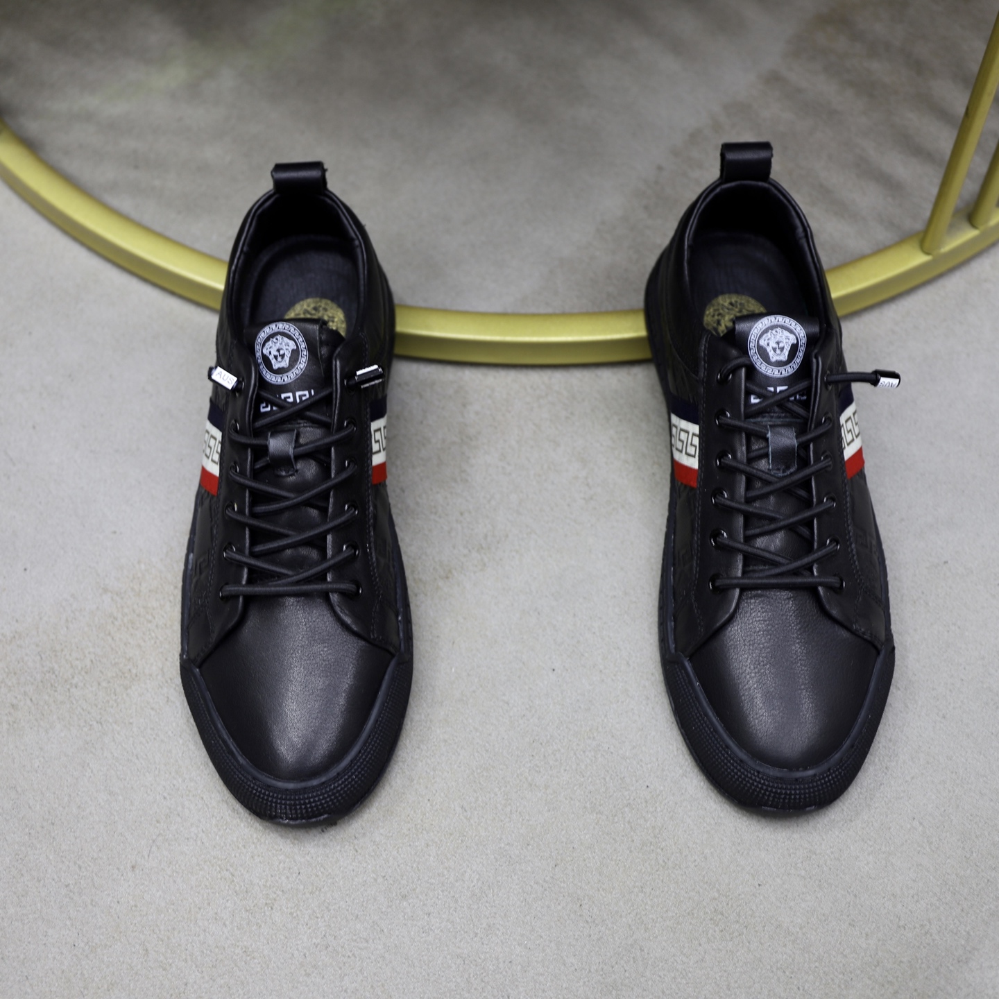Versace Leather Low-Top Sneakers Black